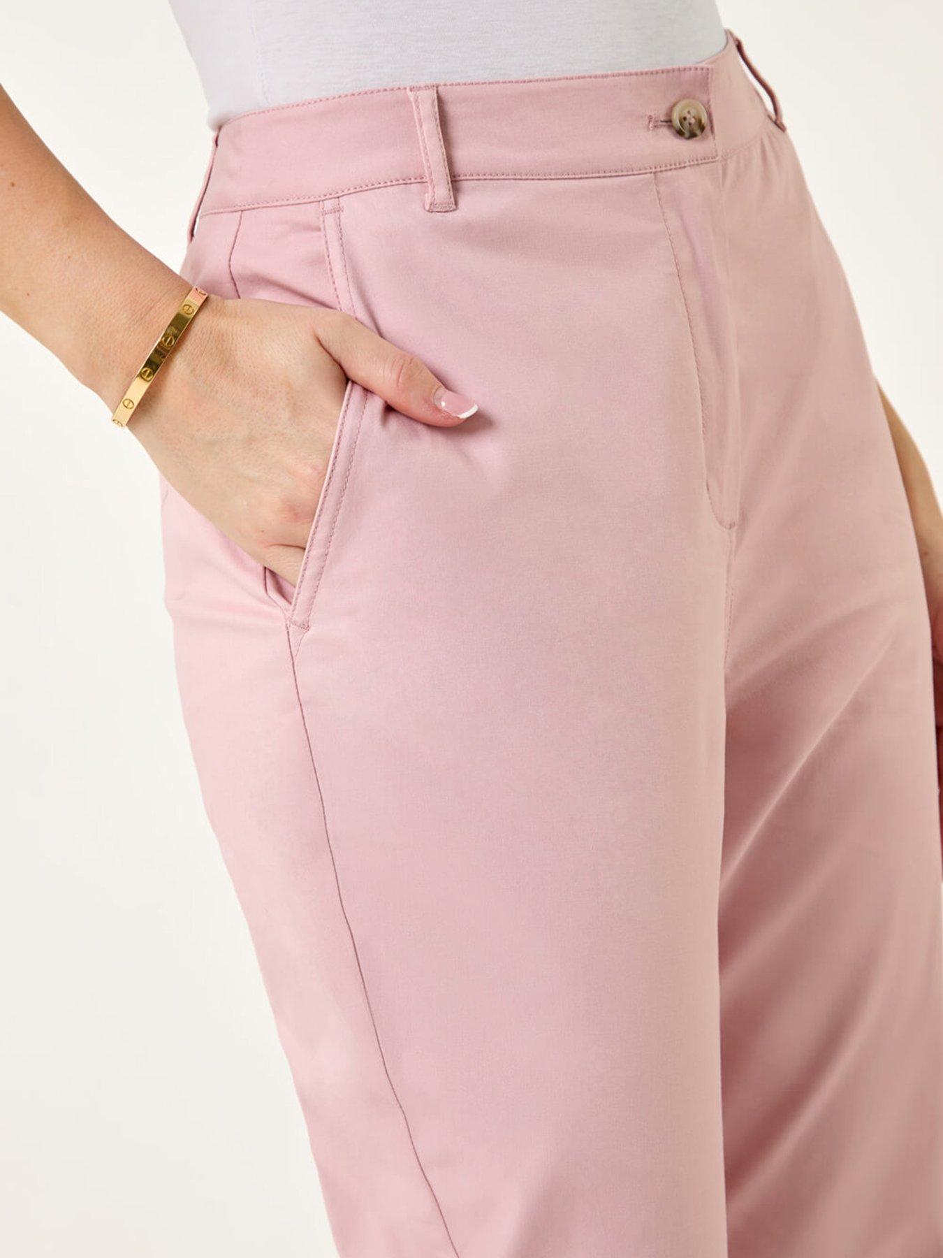 Image 5 of 5 of Roman Petite Cotton Blend Stretch Chino Trousers - Light Pink