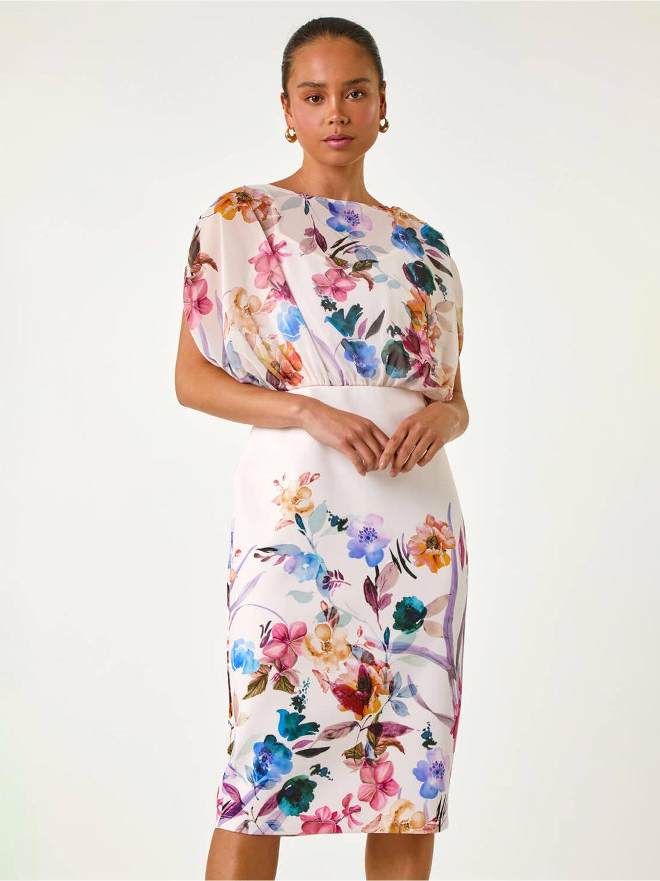 chiffon overlay dress uk Floral Chiffon Overlay Dress in Light Pink