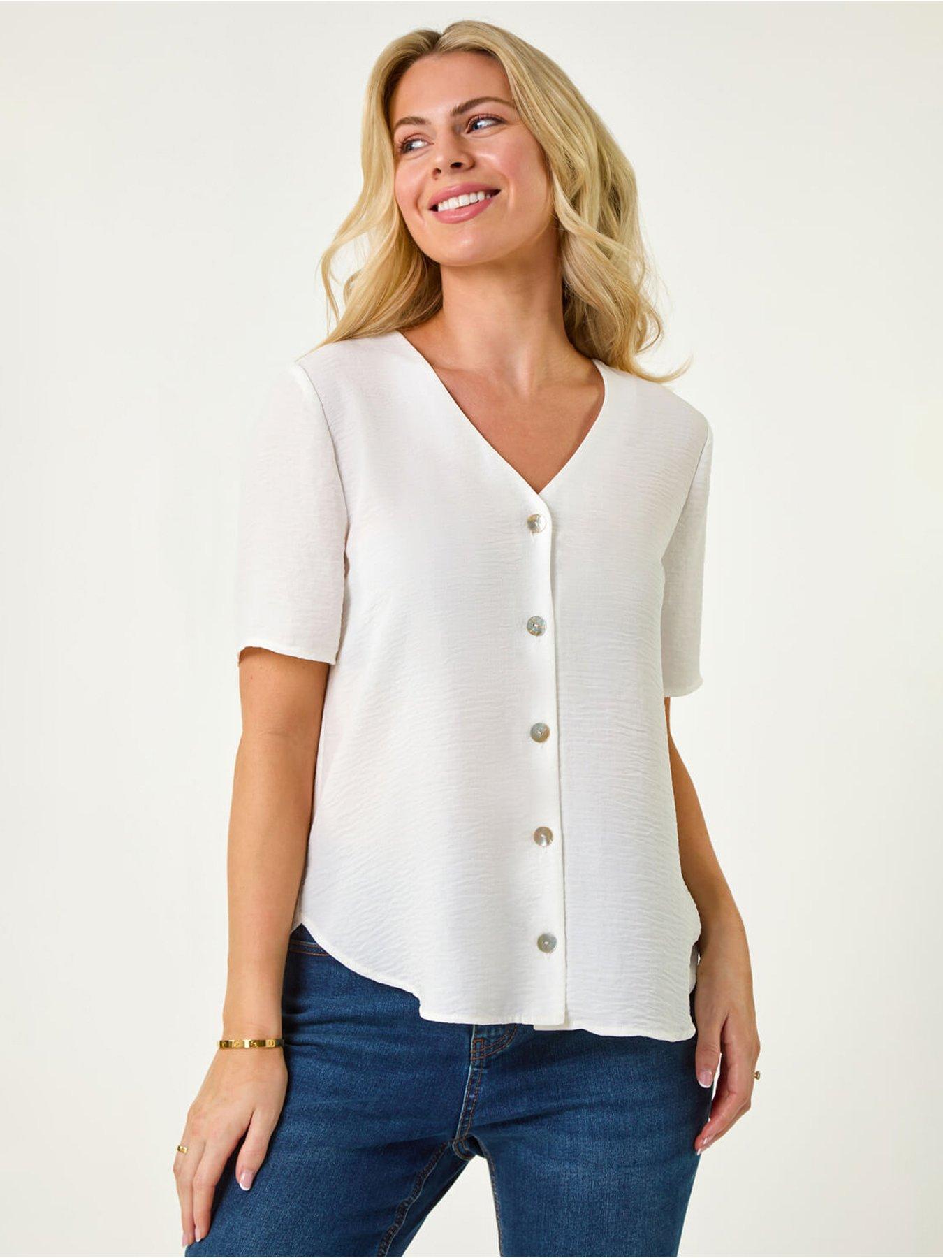 Image 1 of 5 of Roman Petite V-neck Button Through Blouse