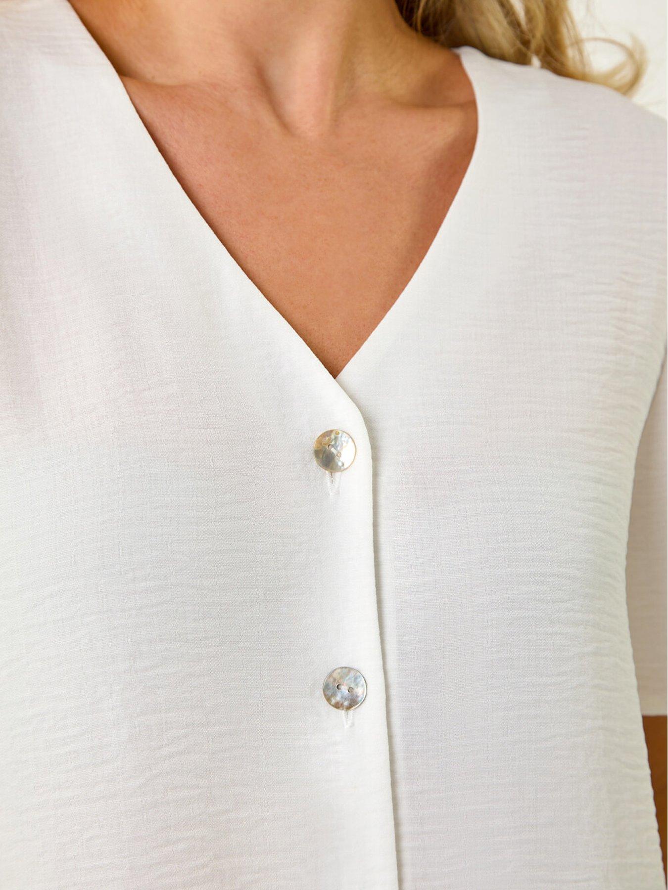 Image 5 of 5 of Roman Petite V-neck Button Through Blouse