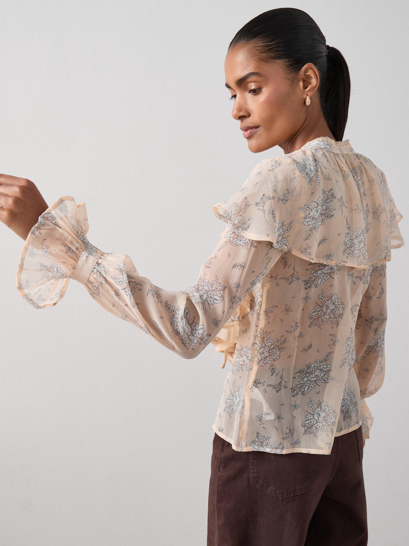 The Very Collection Ruffle Detail Chiffon Blouse - Cream | Very