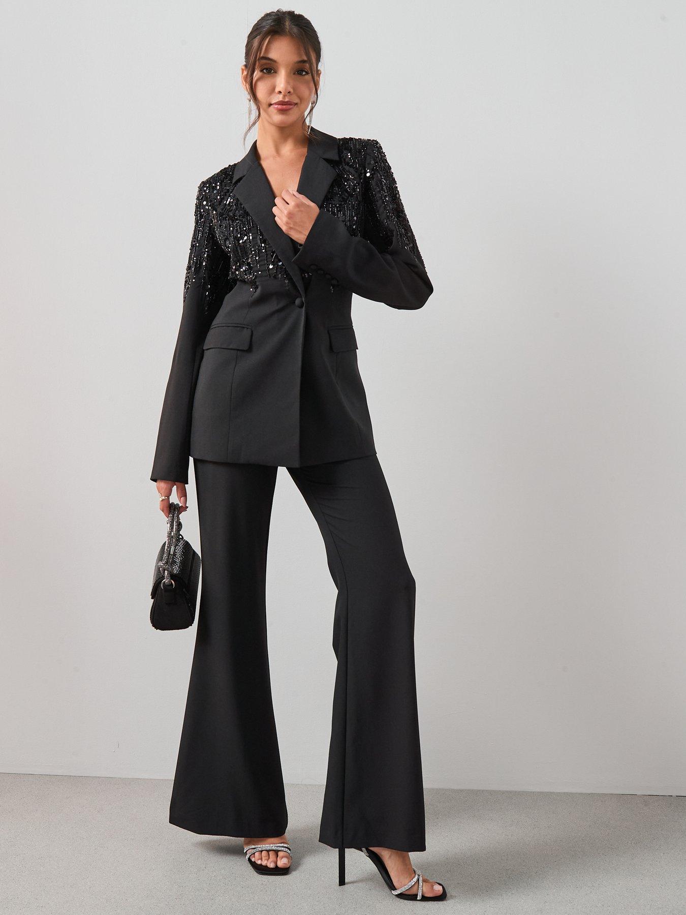 Image 4 of 7 of The Very Collection X Carol Byrne Slim Flare Trouser Co-Ord - Black