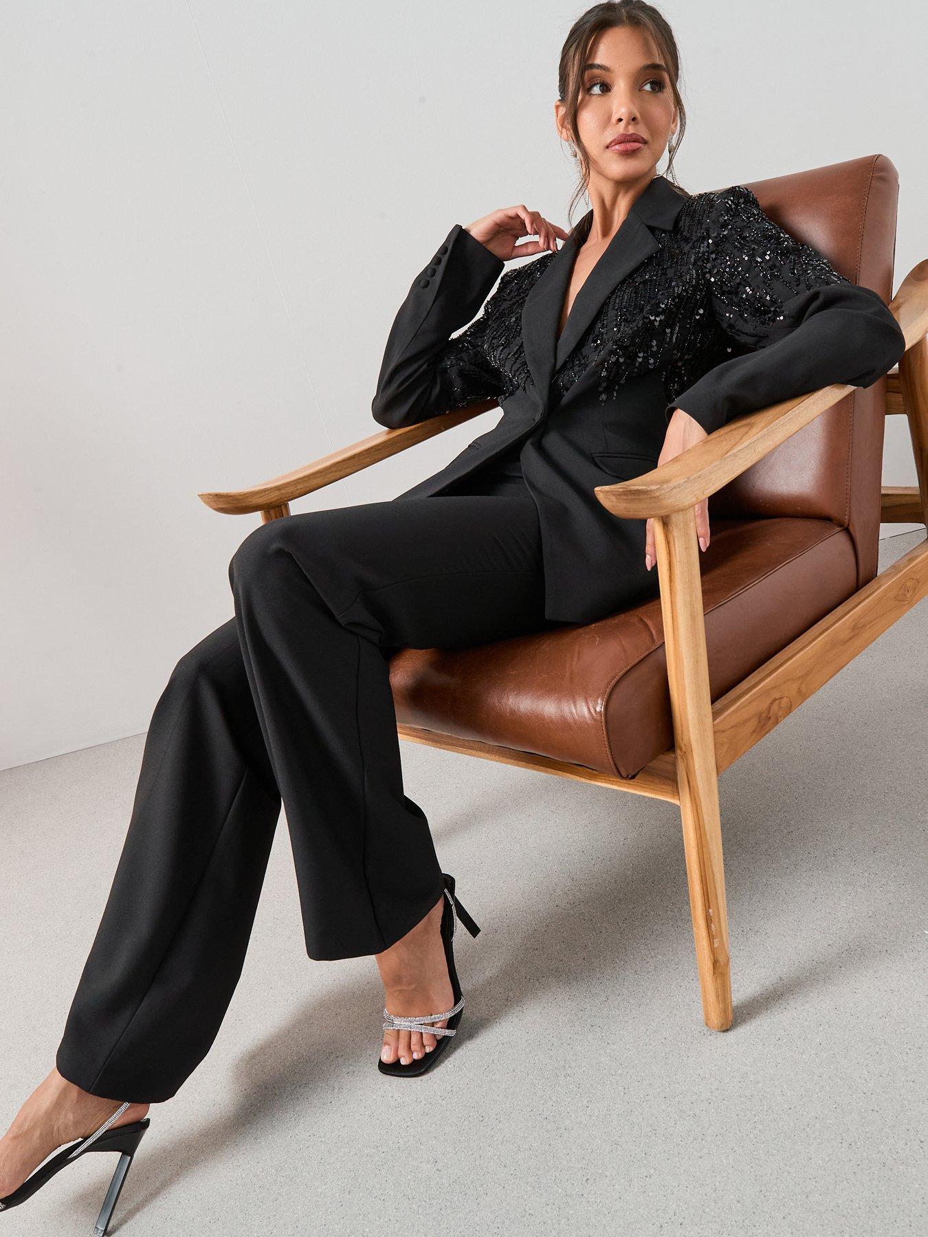 Image 5 of 7 of The Very Collection X Carol Byrne Slim Flare Trouser Co-Ord - Black