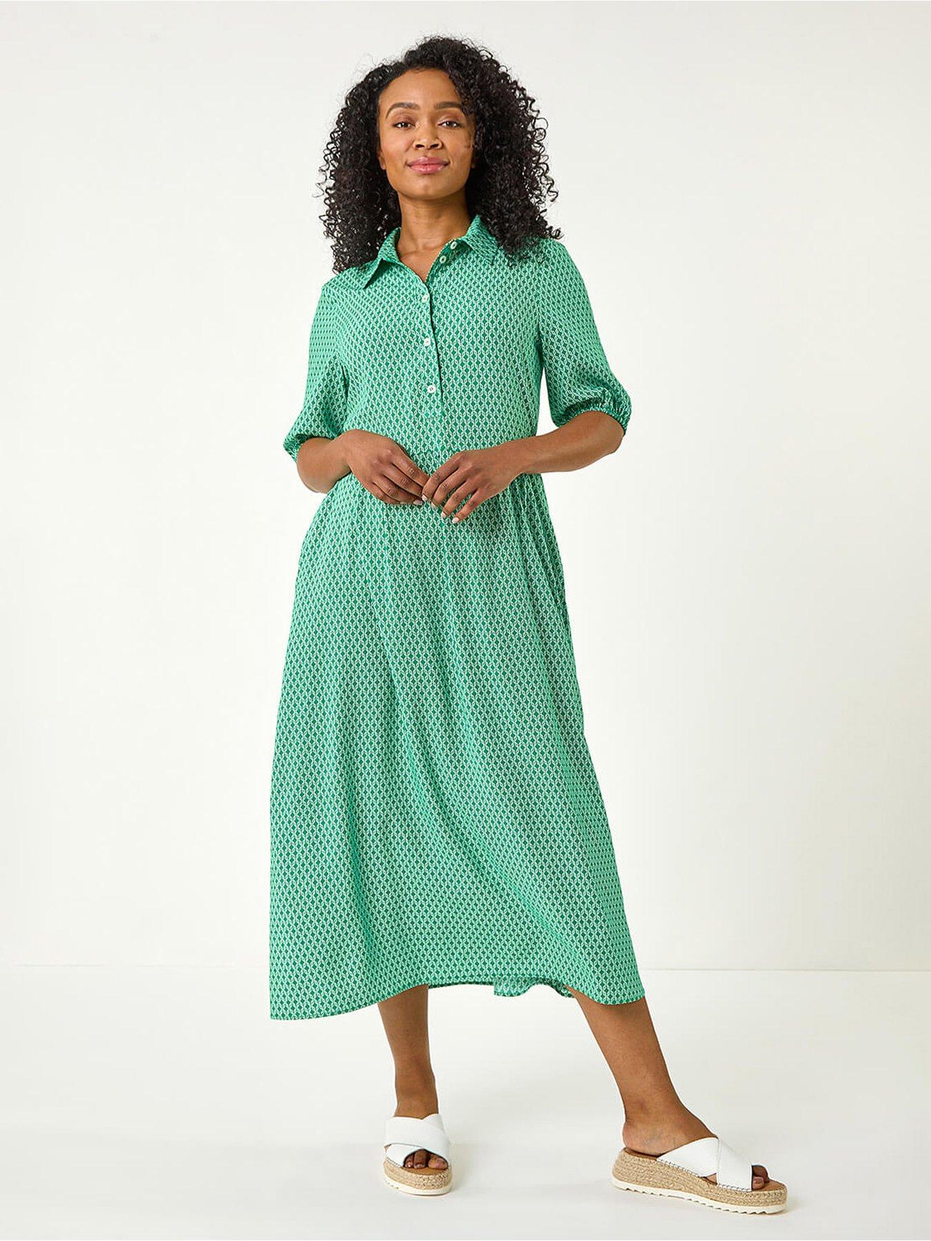 undefined Petite Geometric Button Collar Dress