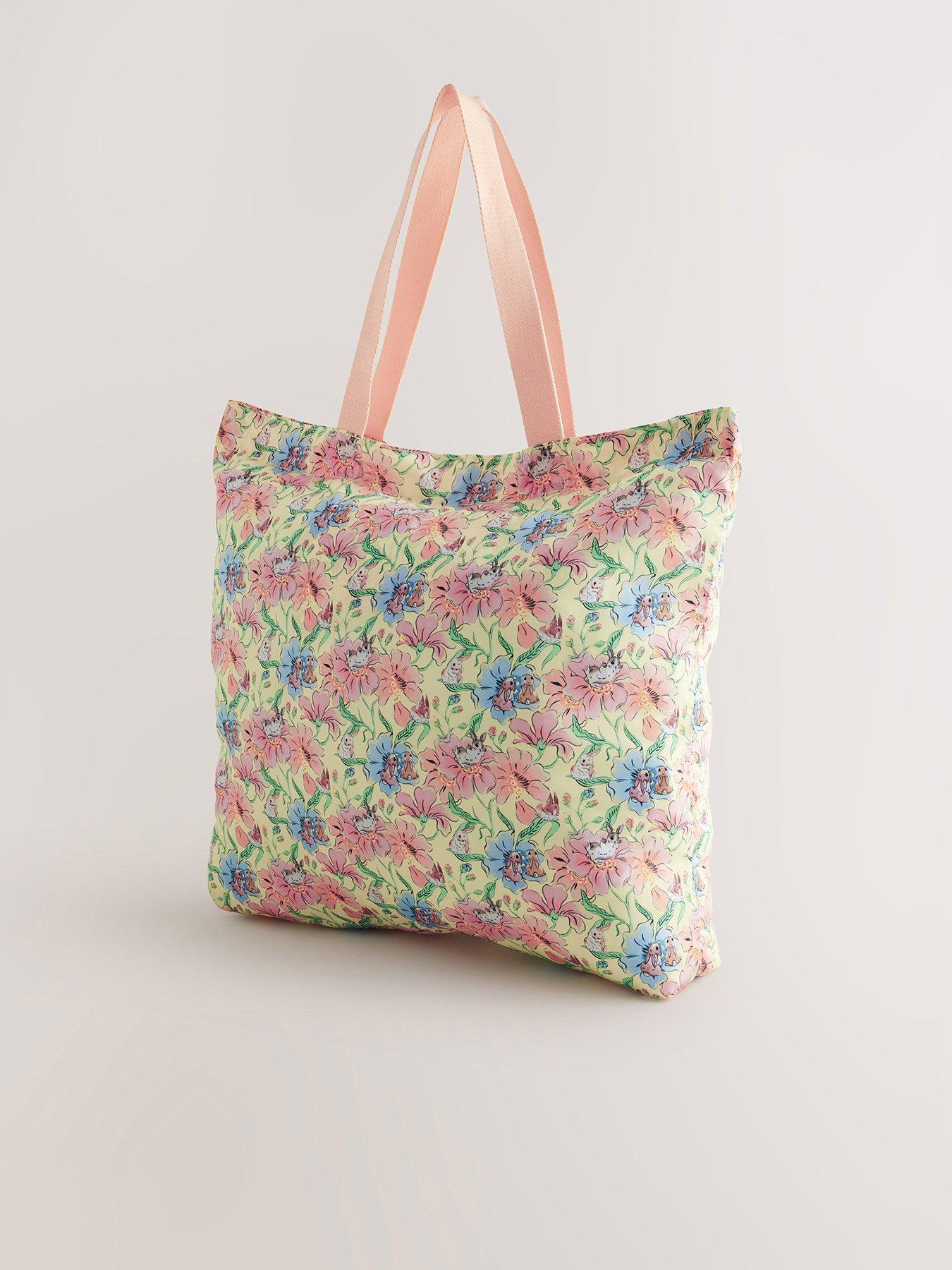 Cath Kidston Yellow Bunnies Floral Print Large Foldaway Tote Bag