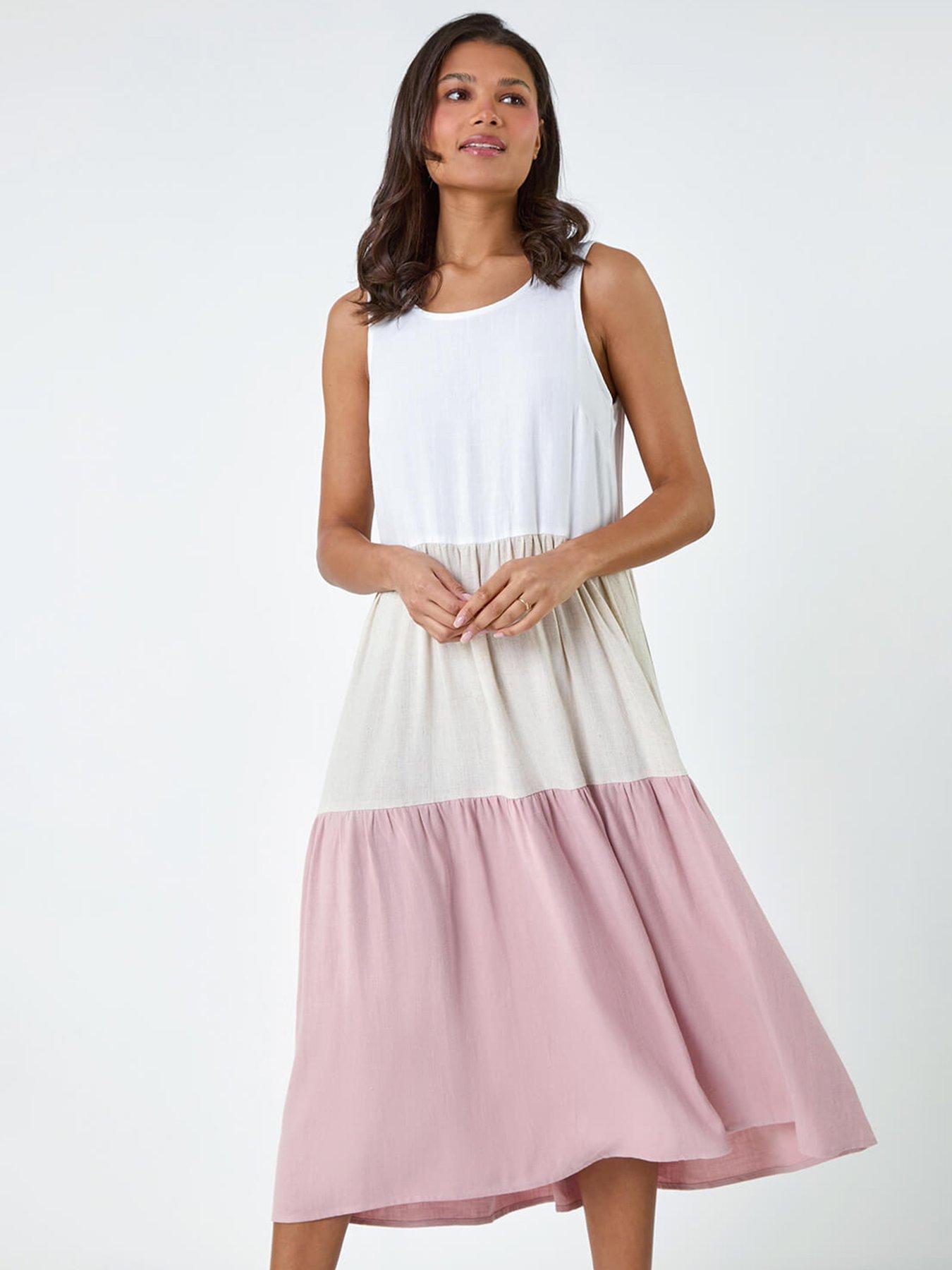 DEIA Midi Dress - light pink linen