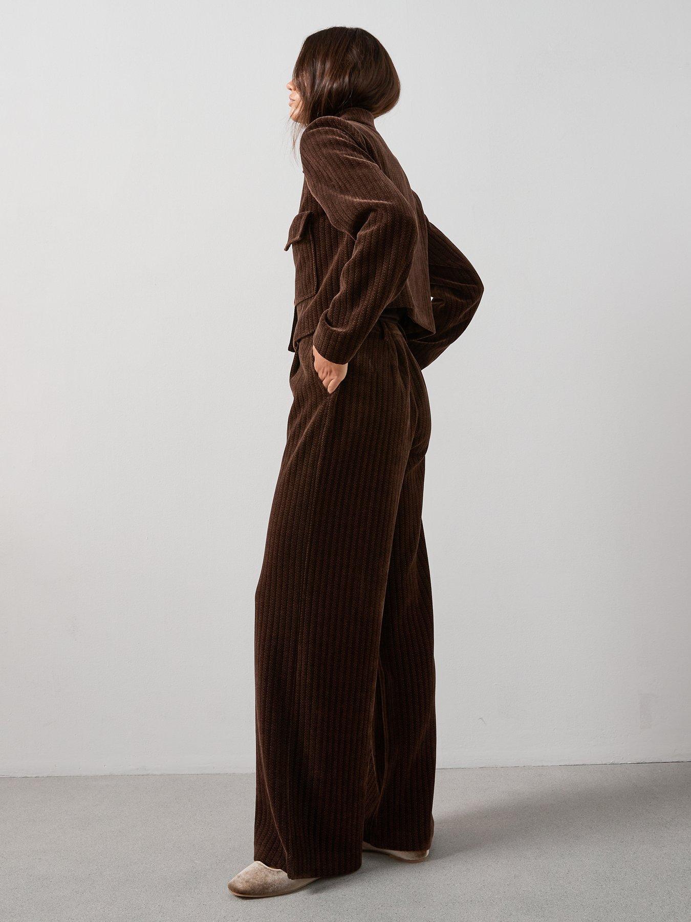 Image 2 of 6 of The Very Collection Cord Structured Wide Leg Trousers - Brown