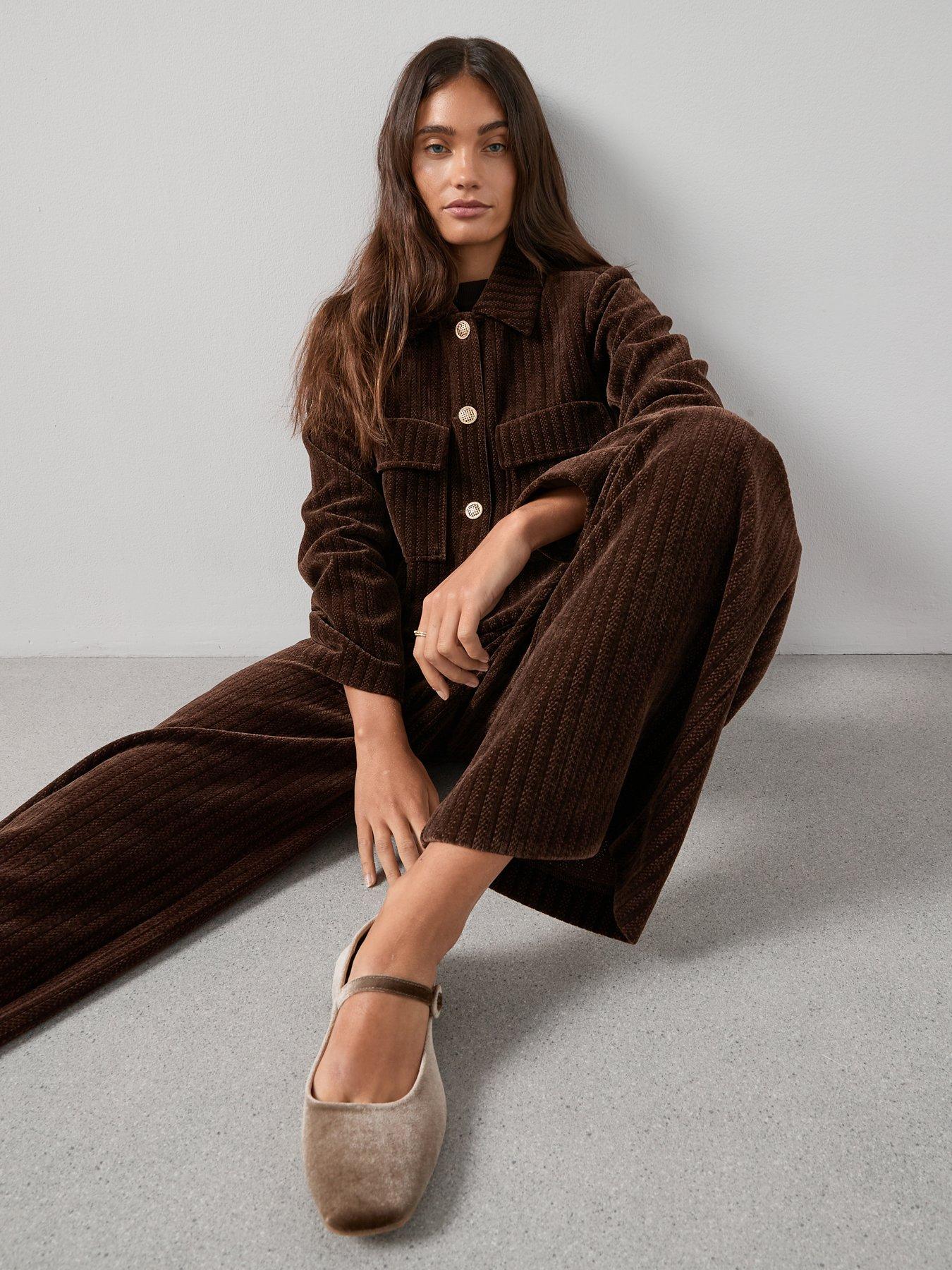 Image 4 of 6 of The Very Collection Cord Structured Wide Leg Trousers - Brown