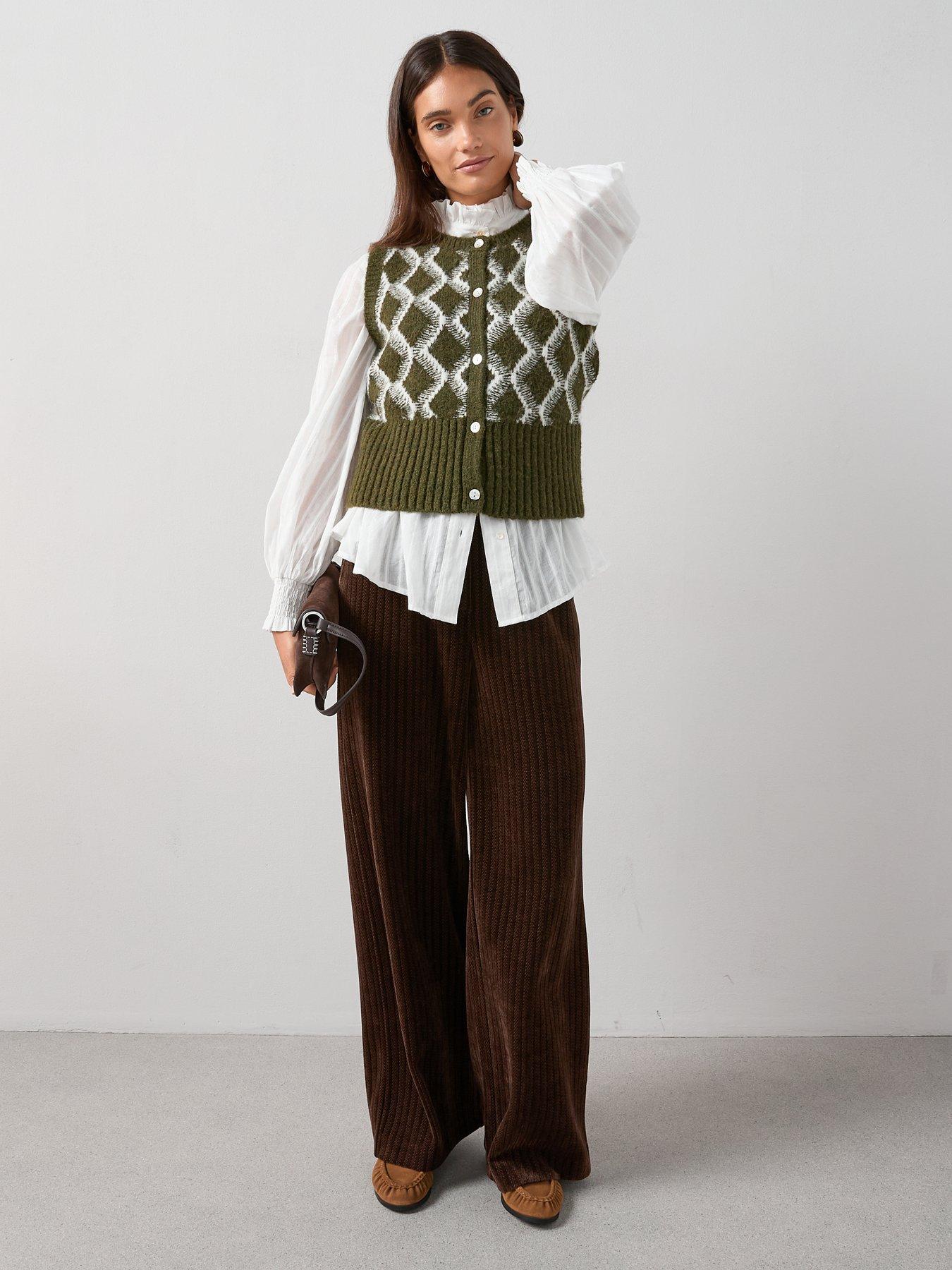 Image 5 of 6 of The Very Collection Cord Structured Wide Leg Trousers - Brown