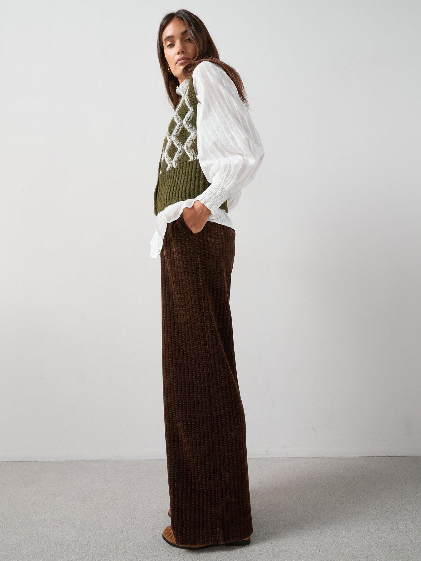 Image 6 of 6 of The Very Collection Cord Structured Wide Leg Trousers - Brown