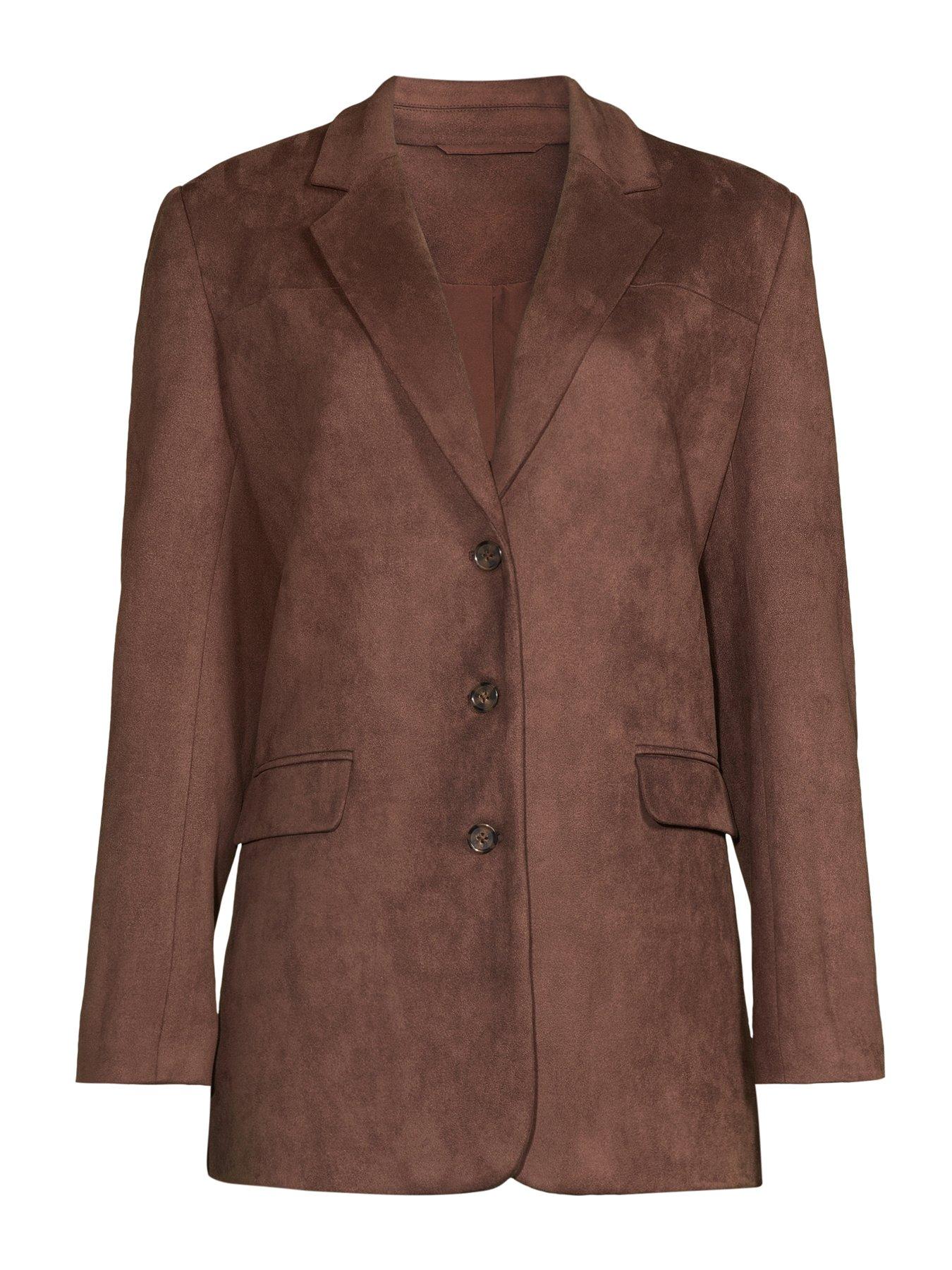 Image 7 of 7 of The Very Collection Relax Oversized Faux Suede Blazer - Brown