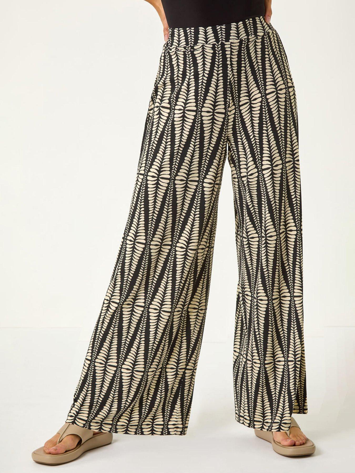 undefined Mono Print Wide Leg Stretch Trouser