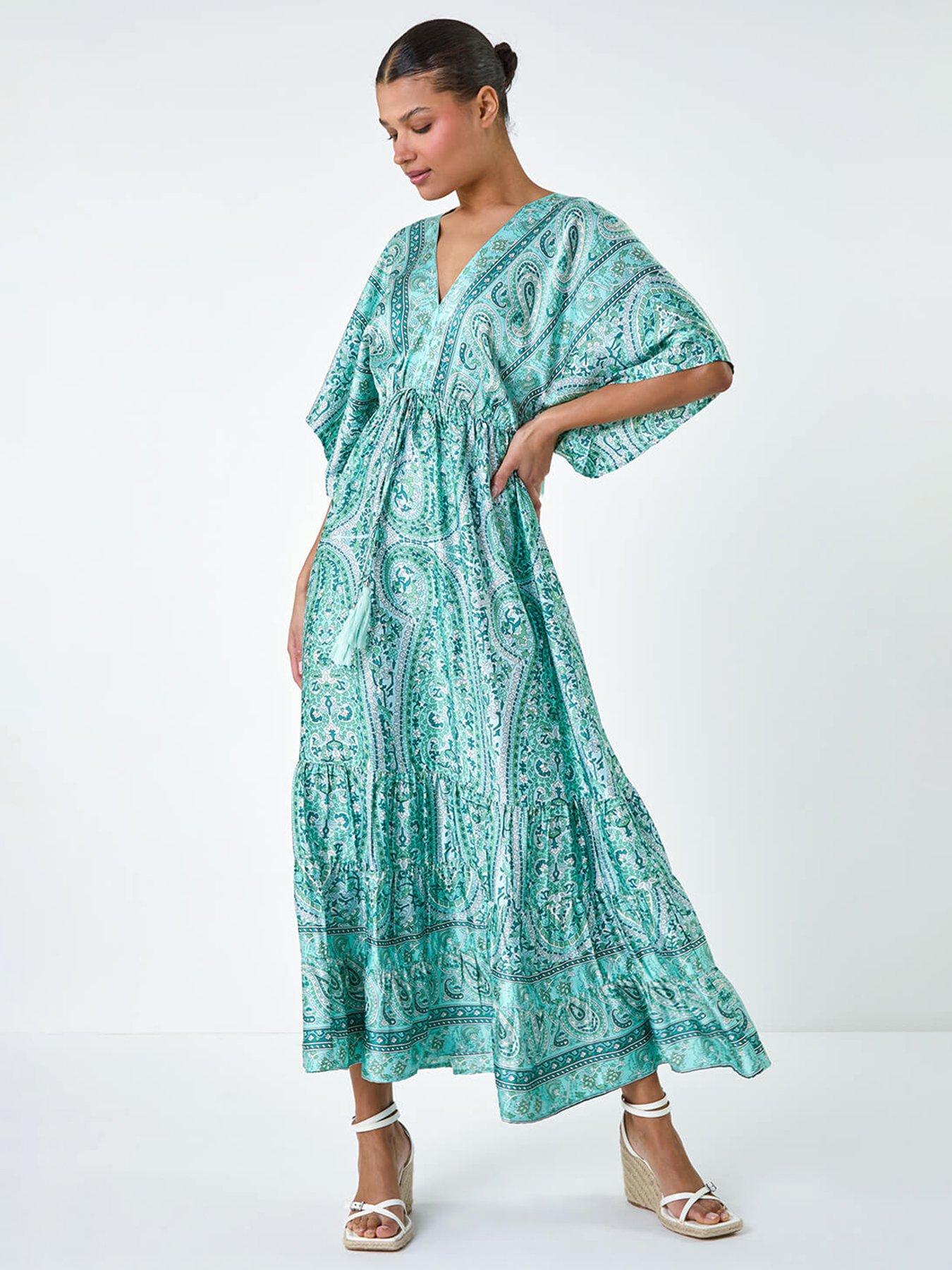 undefined Tie Back Tassel Detail Tiered Dress