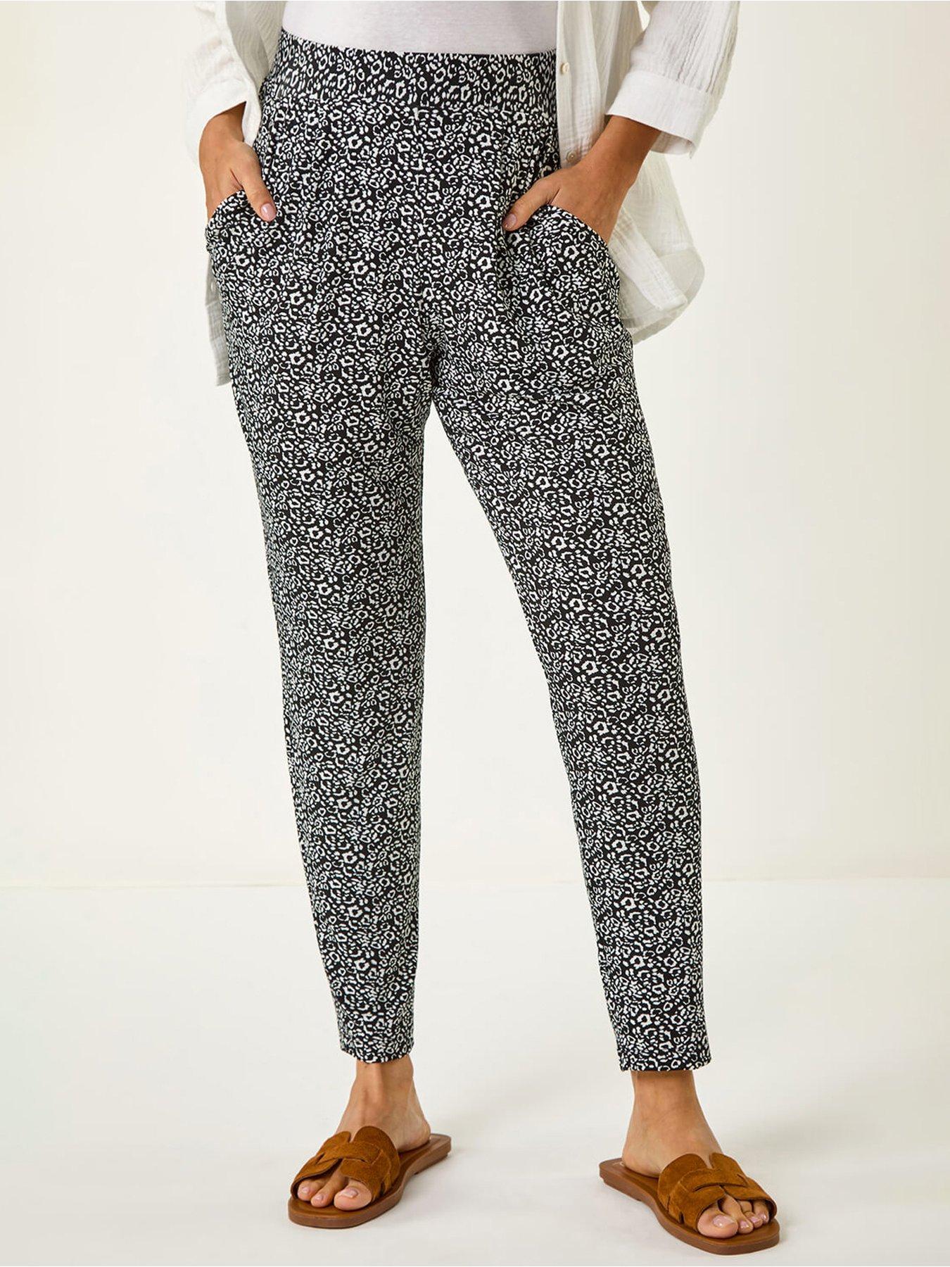 undefined Animal Print Hareem Stretch Straight Trouser - Black