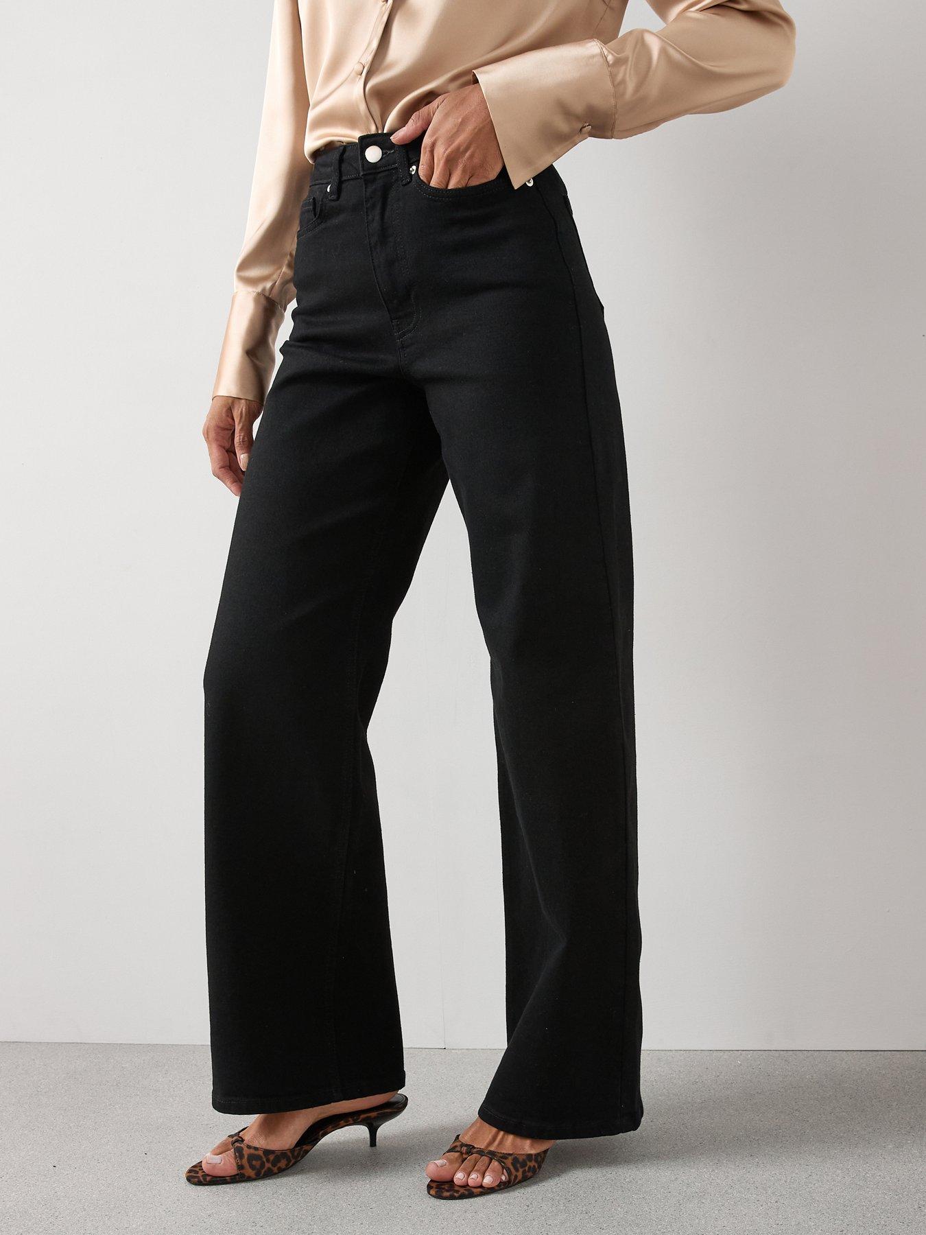 The Very Collection High Waist Wide Leg Jeans - Black