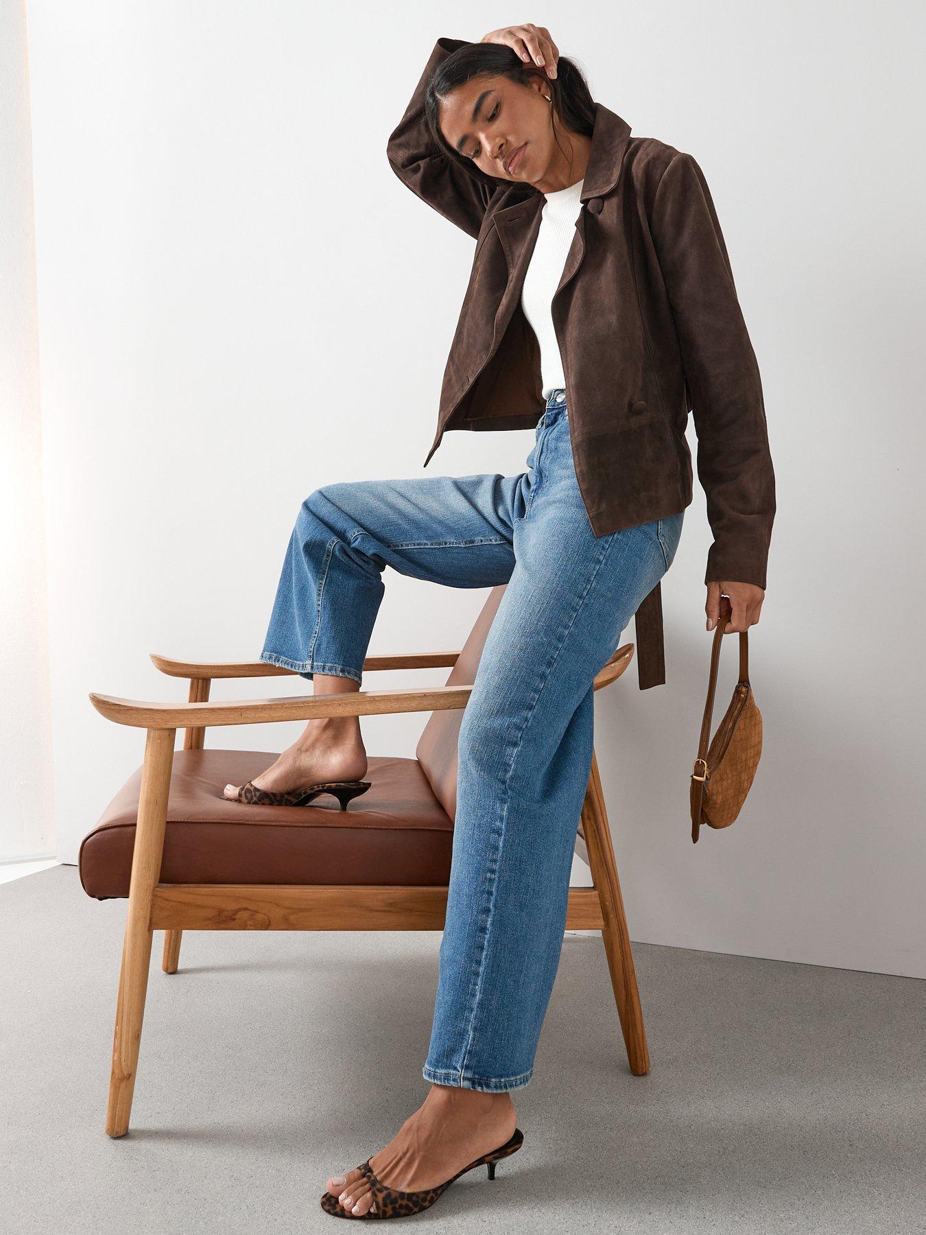 Image 3 of 6 of V by Very Short High Waist Wide Leg Jeans - Mid Wash