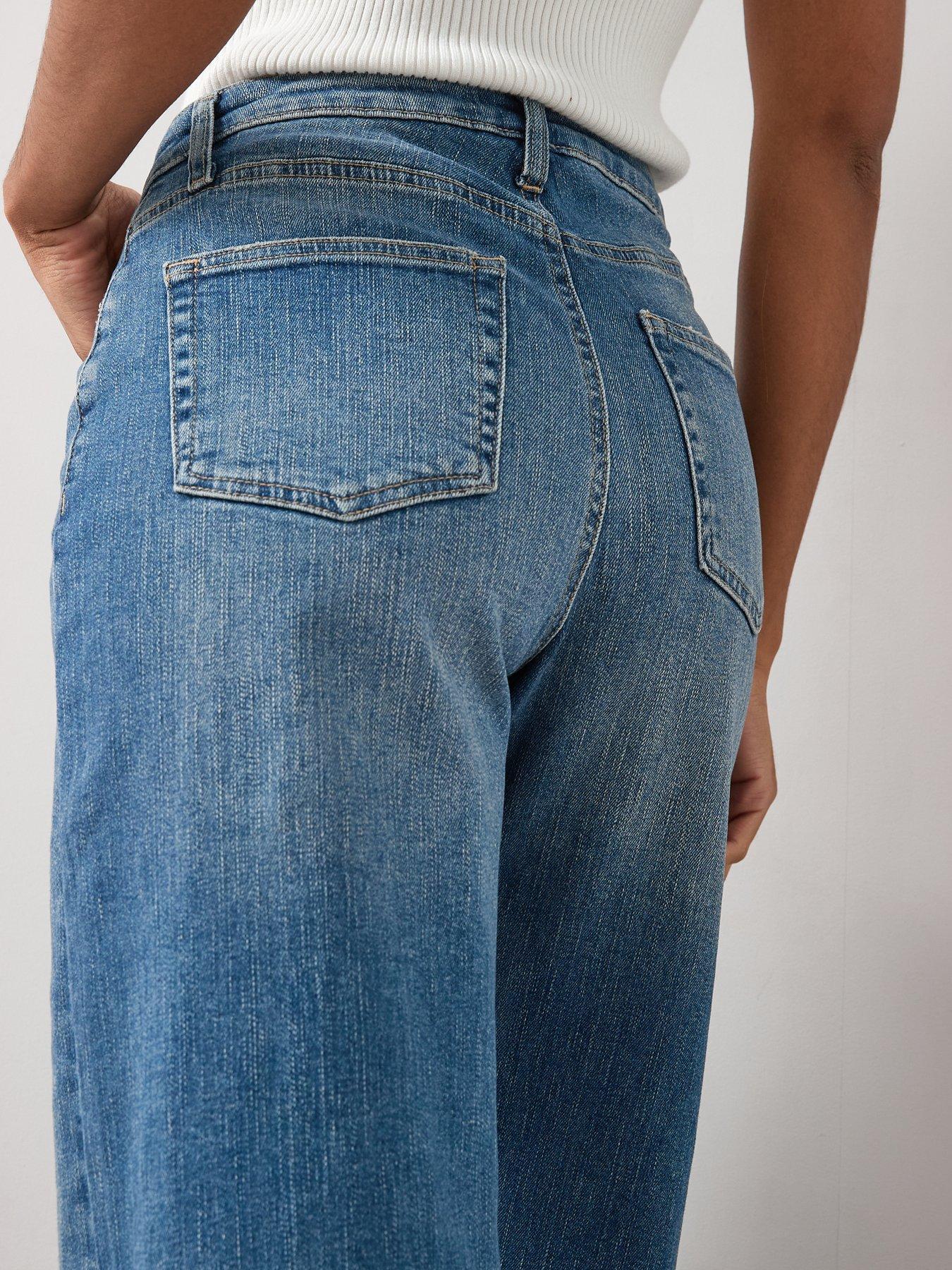 Image 5 of 6 of V by Very Short High Waist Wide Leg Jeans - Mid Wash
