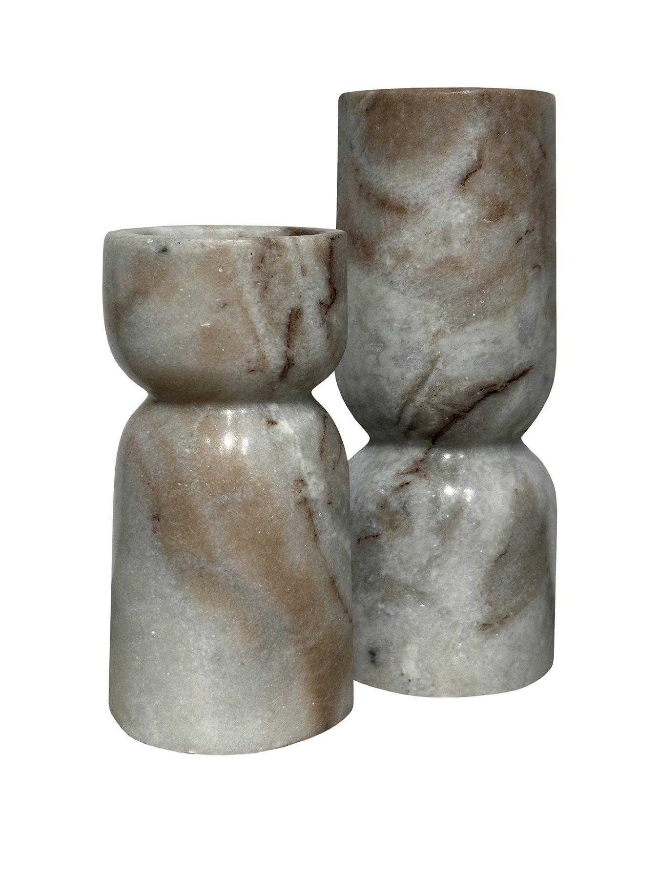 undefined Taraza Marble Candlesticks Sandstone Set Of 2