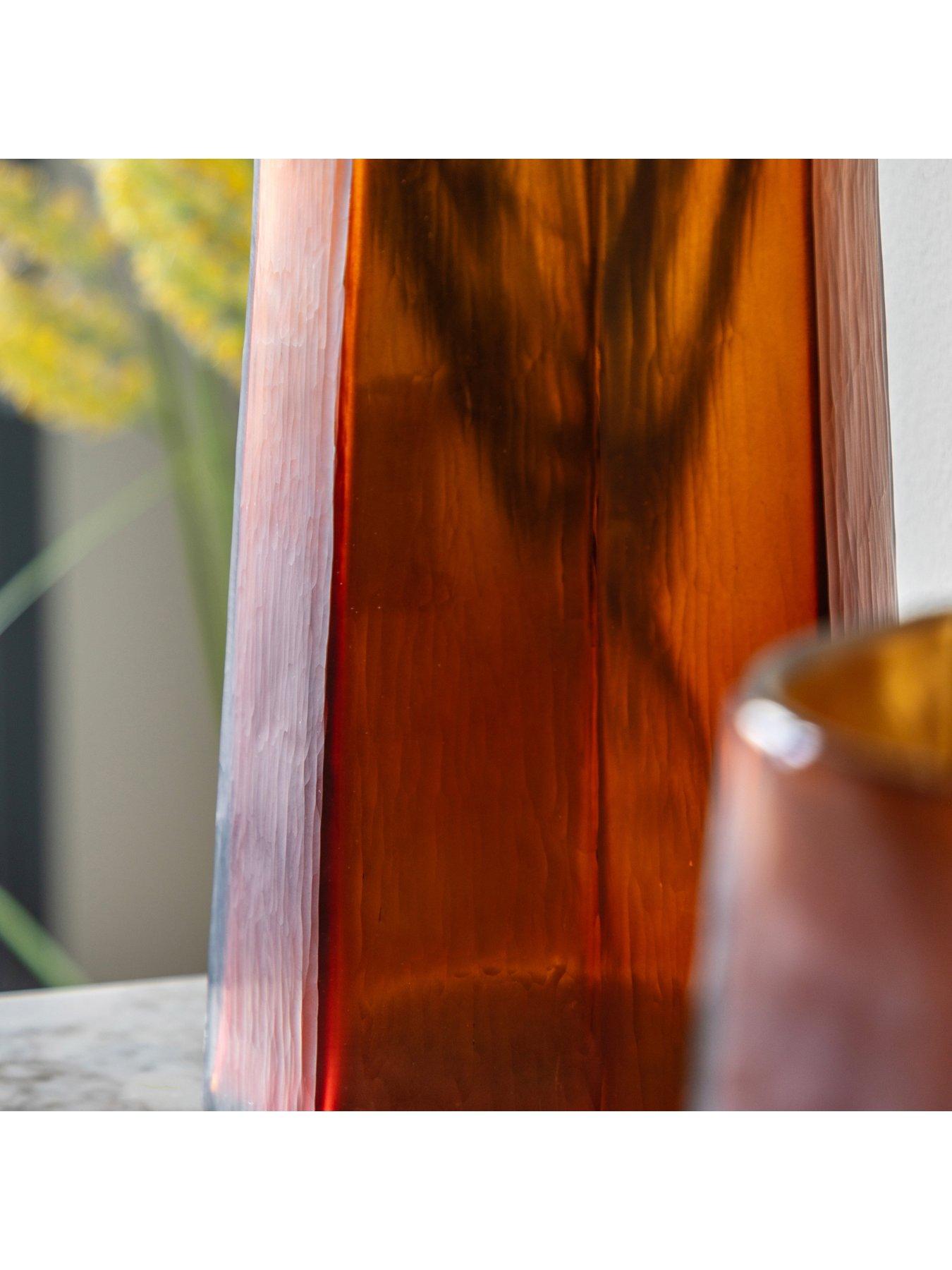 Image 3 of 4 of Gallery Direct Faceted Tall Hurricane Amber