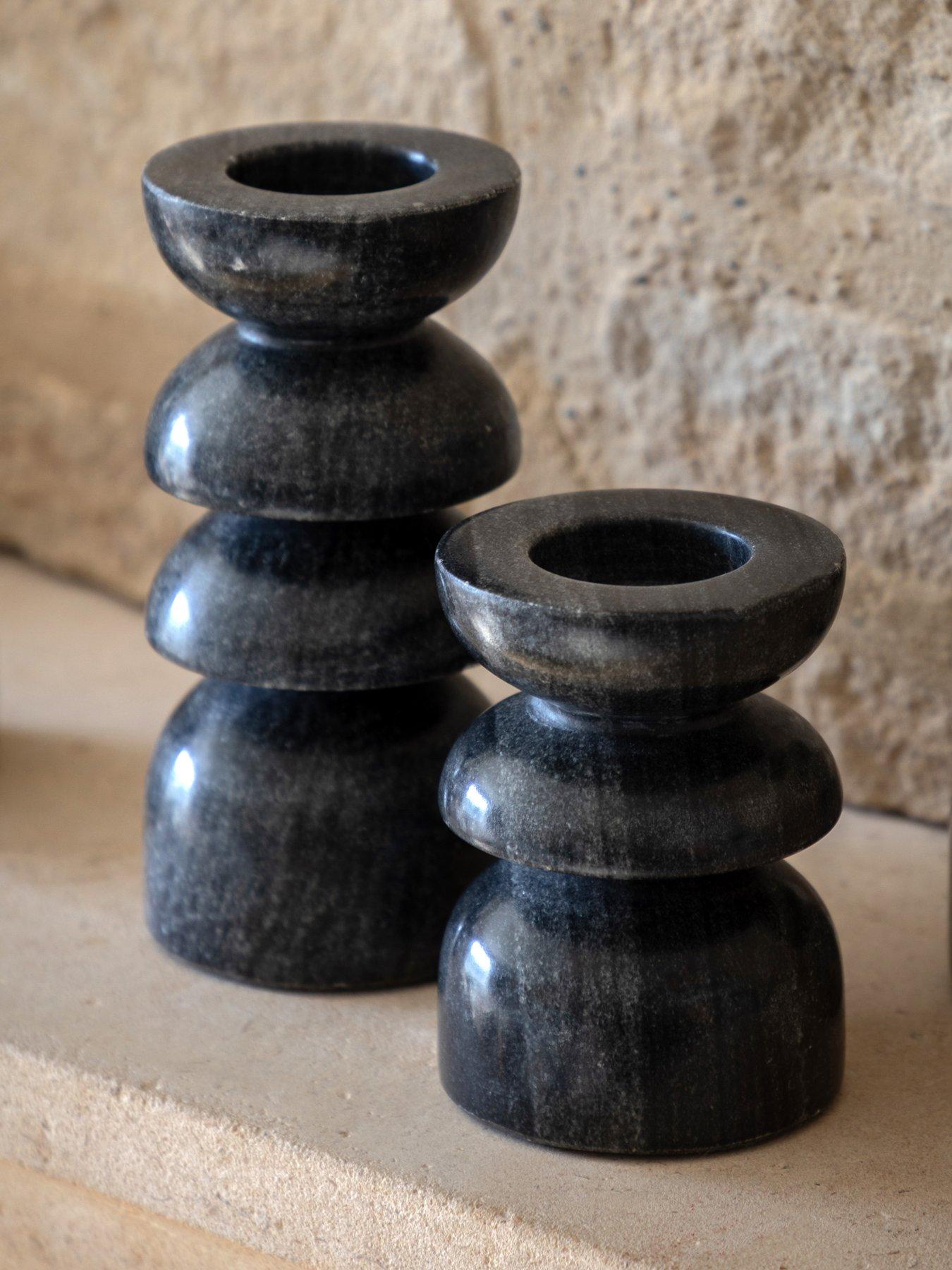 undefined Azuaga Marble Candlestick Grey Set Of 2