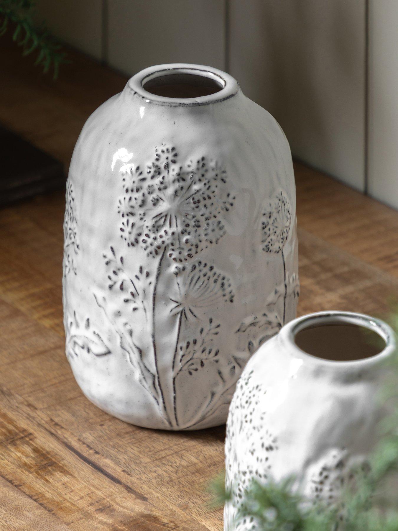 undefined Meadow Embossed Ceramic Vase Stone
