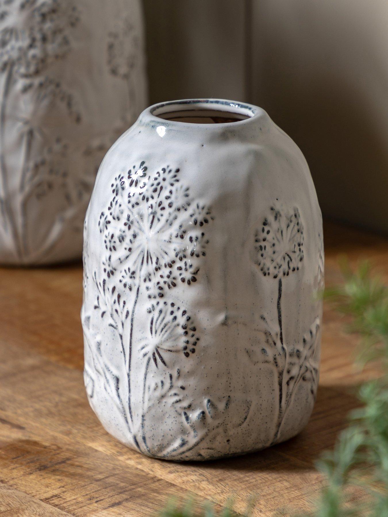 undefined Meadow Embossed Ceramic Vase Stone