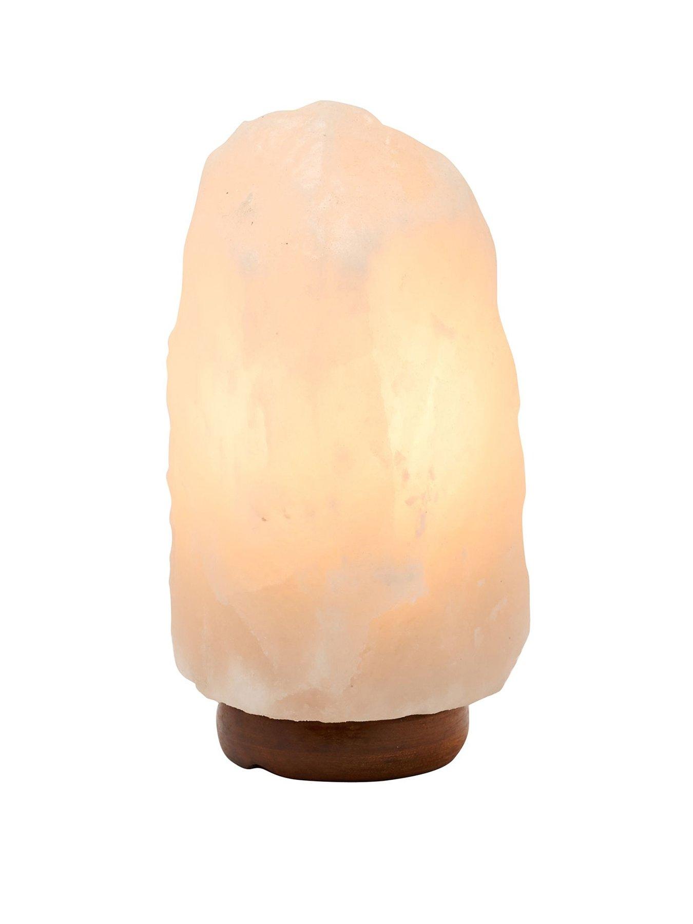 undefined Himalayan Rock Salt Lamp with Wooden Base - White