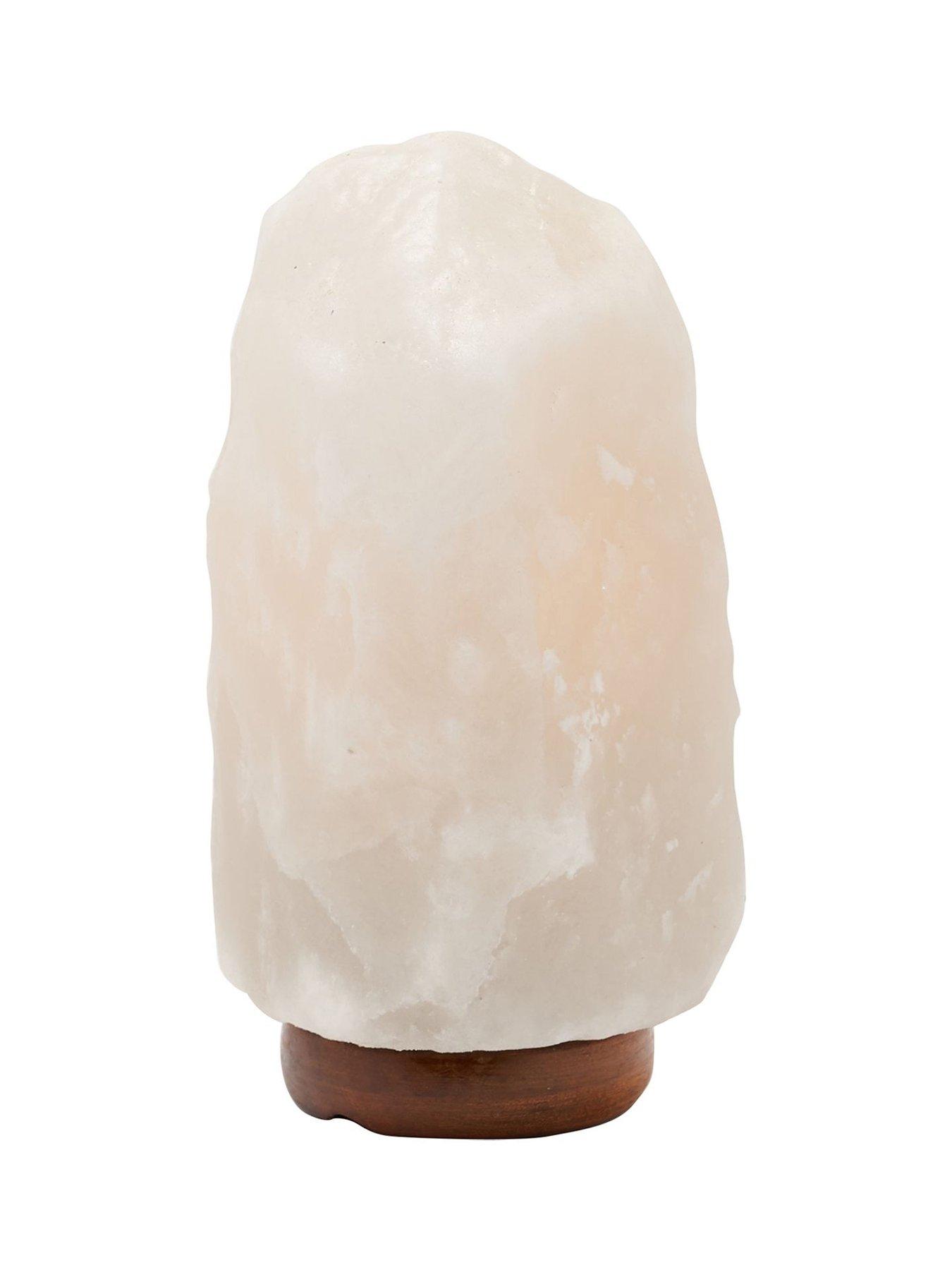 Image 2 of 2 of Hestia Himalayan Rock Salt Lamp with Wooden Base - White