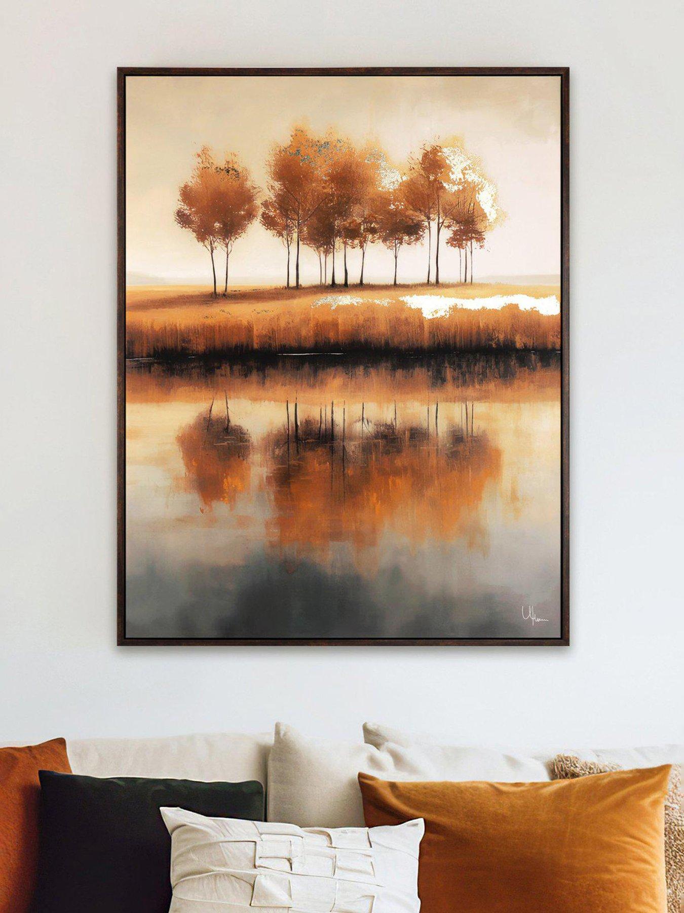 Gallery Direct Golden Tree Line Framed Canvas Wall Art