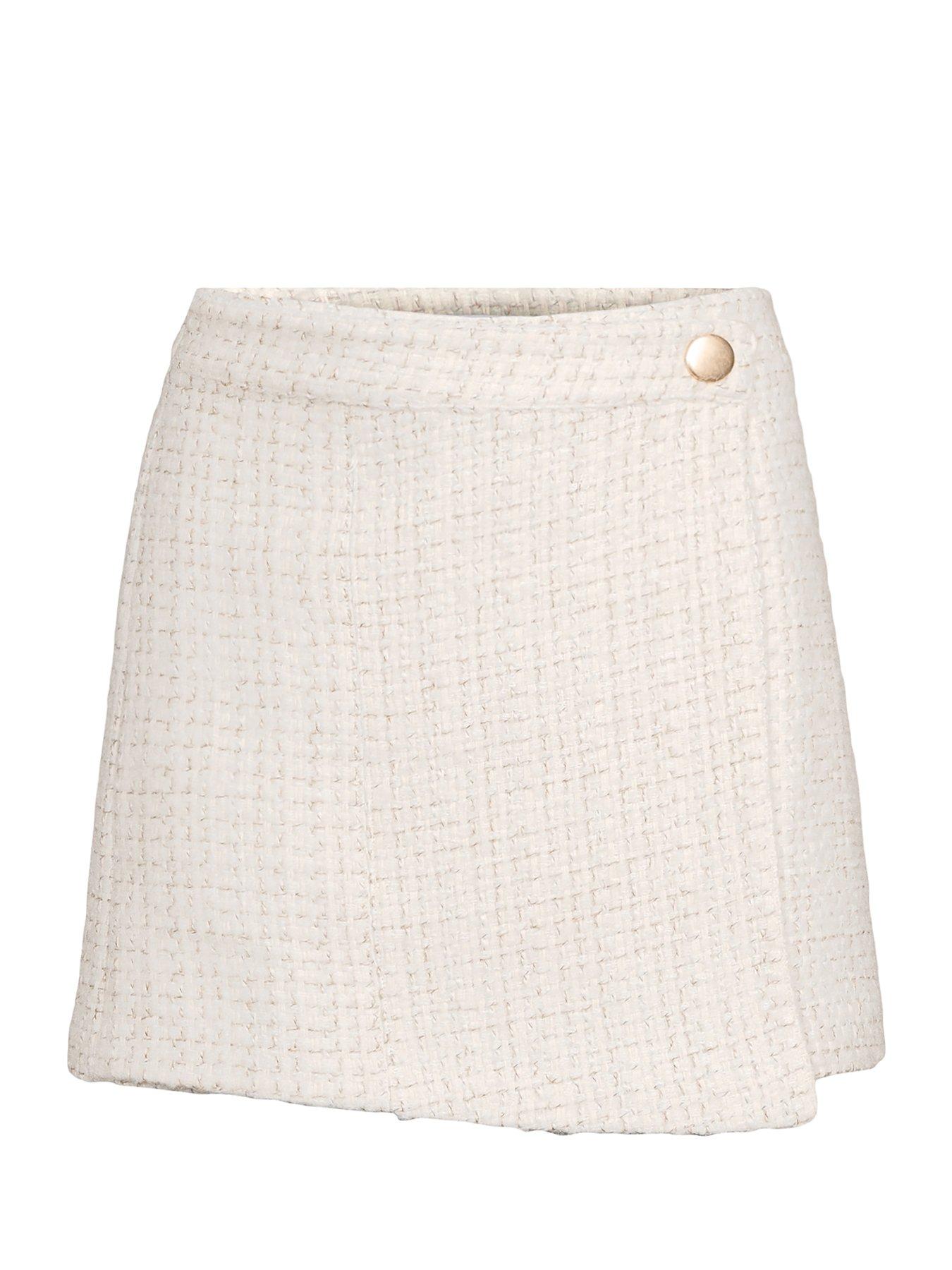 The Very Collection Faux Wool Tailored Mini Skirt Cream Very