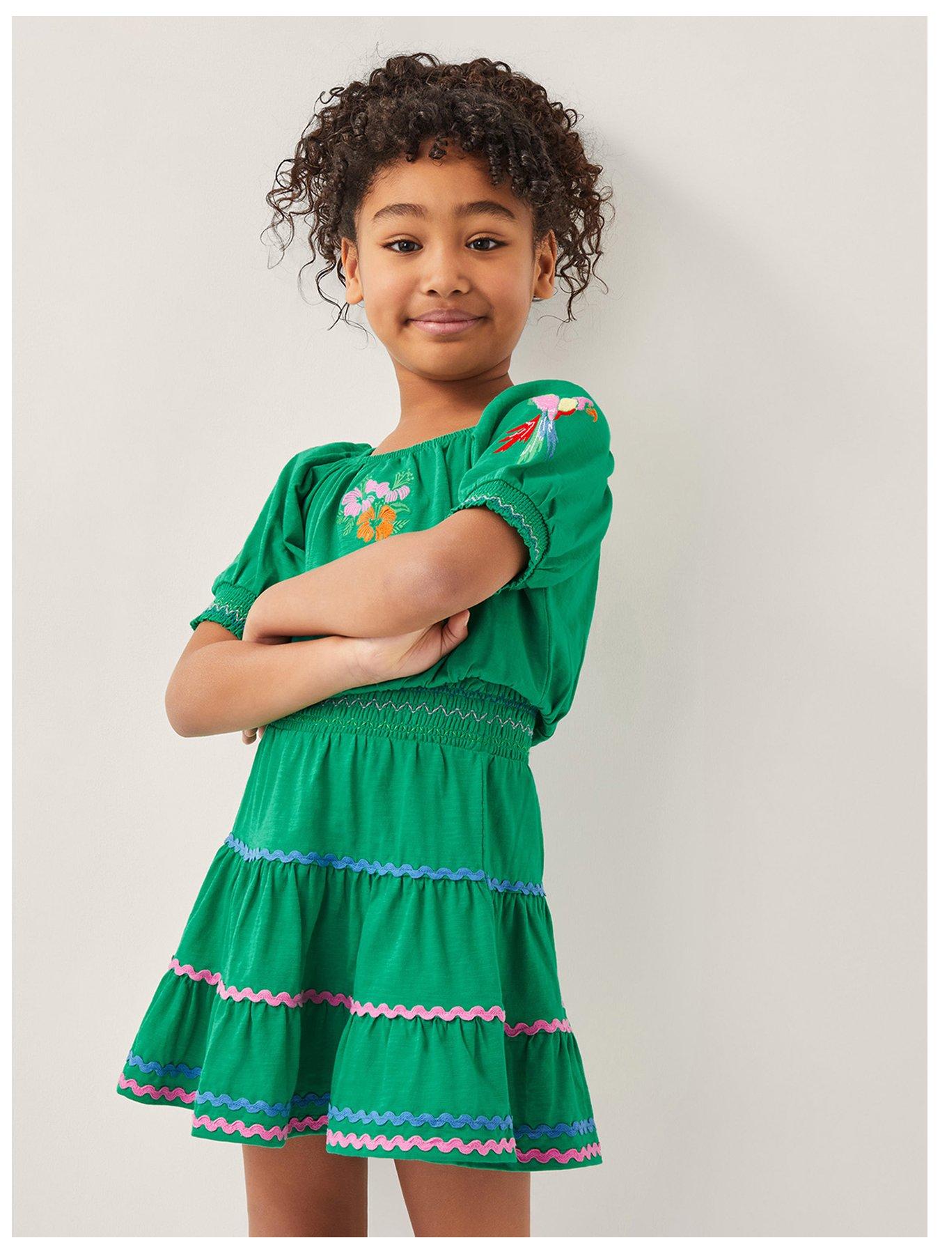undefined Girls Ric-rac Tiered Skirt - Green
