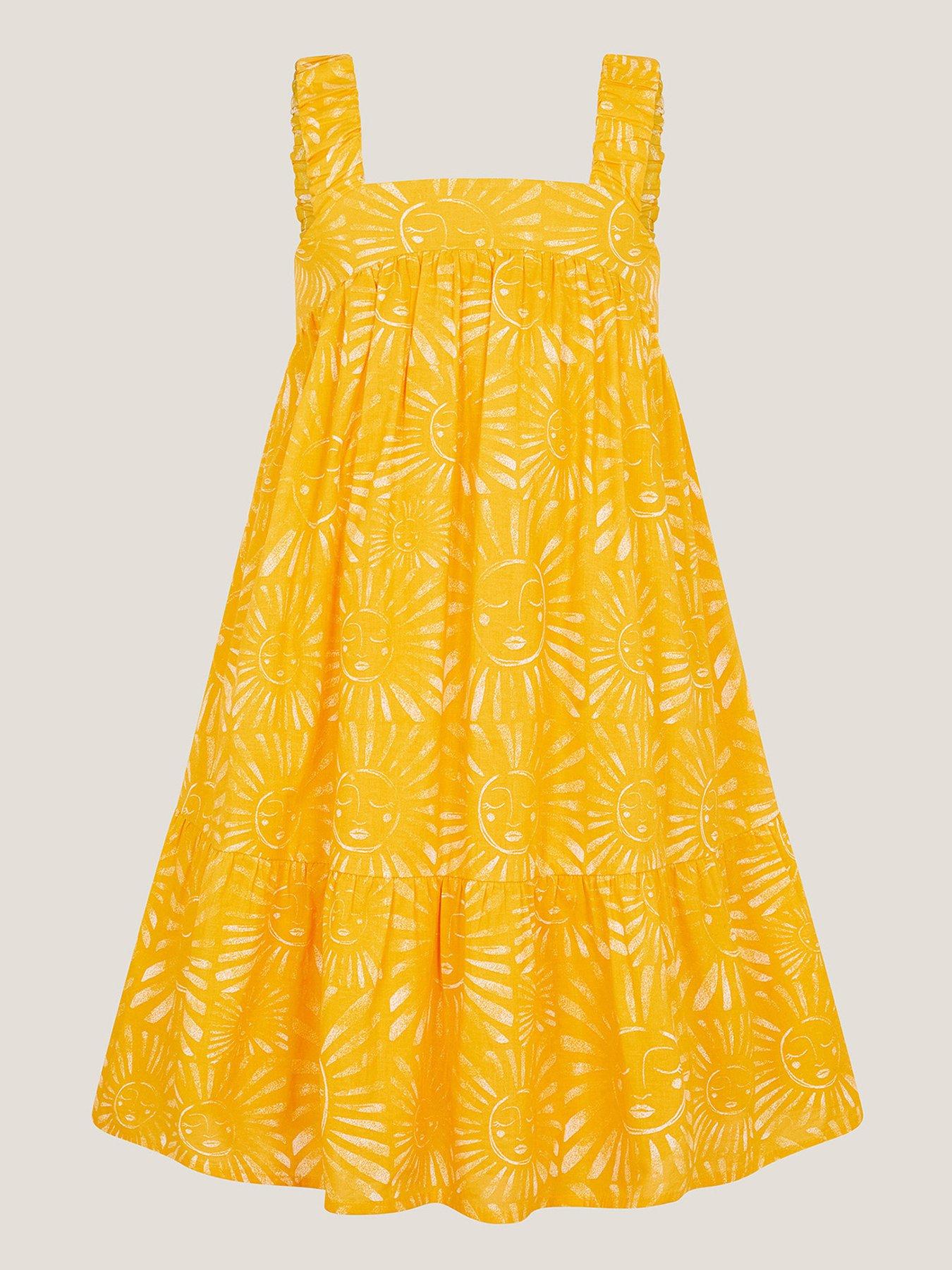 undefined Girls Sun Print Dress - Yellow