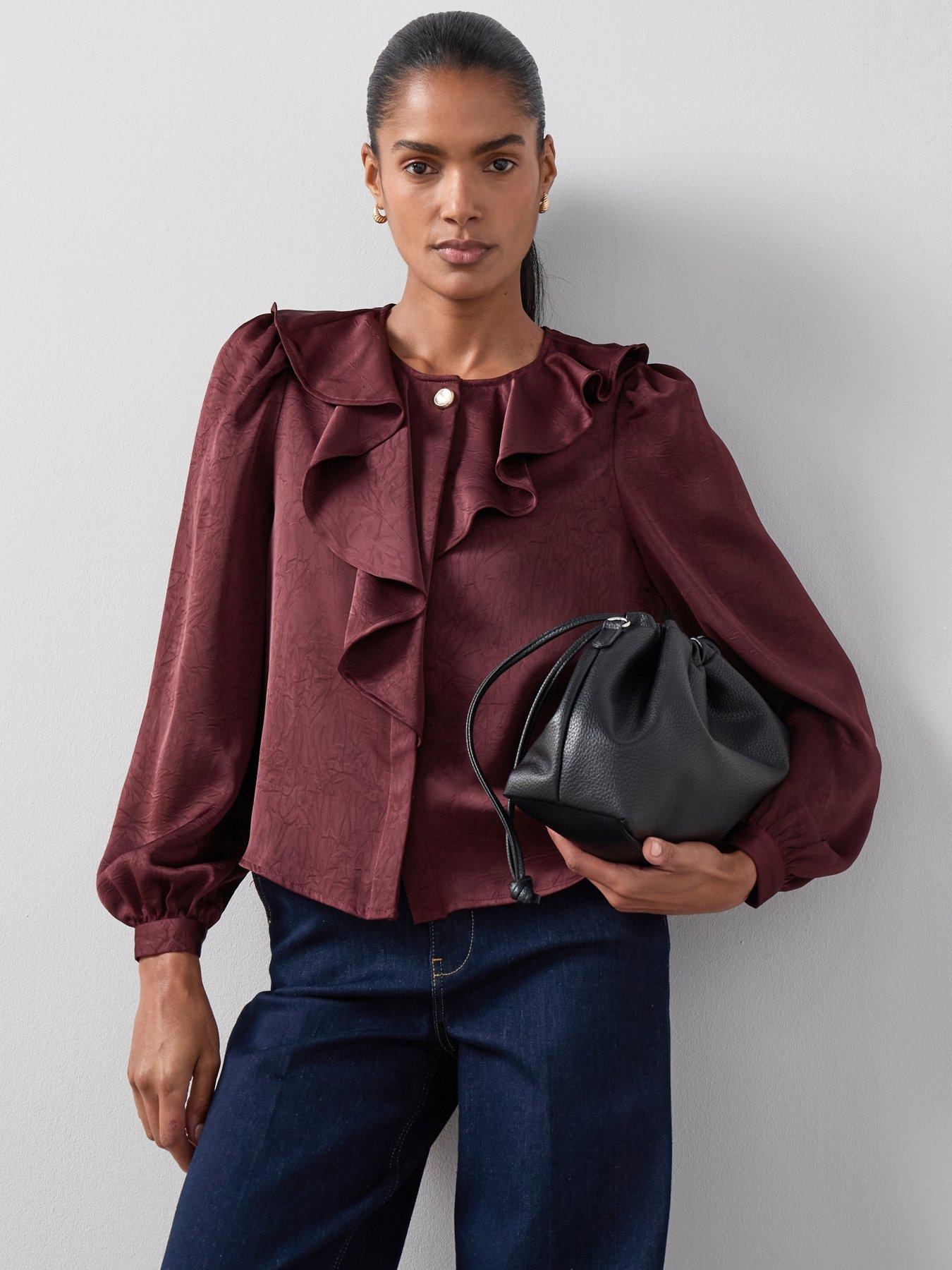 The Very Collection Satin Frill Blouse - Red