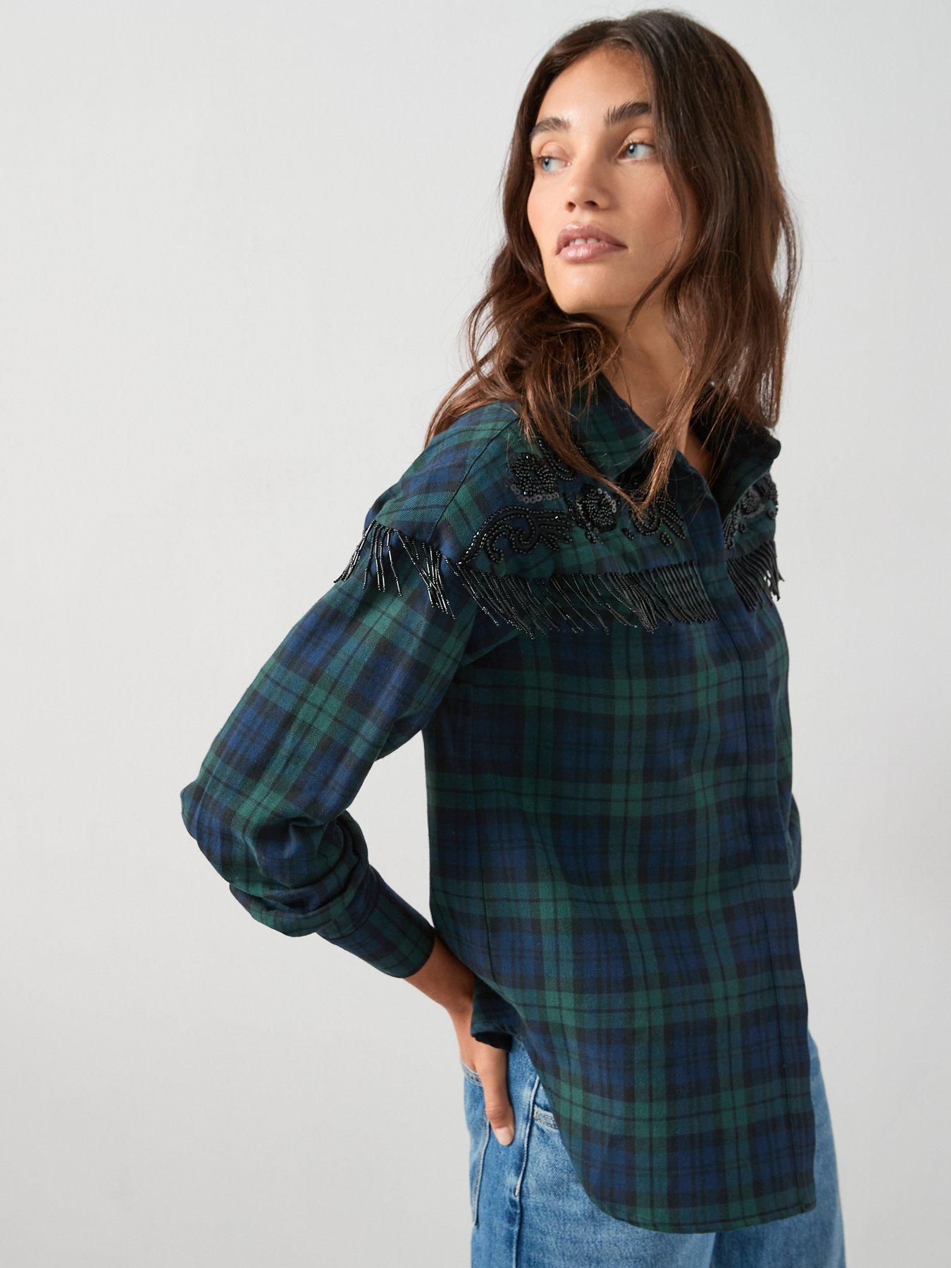 The Very Collection Embellished Checked Shirt - Green | Very