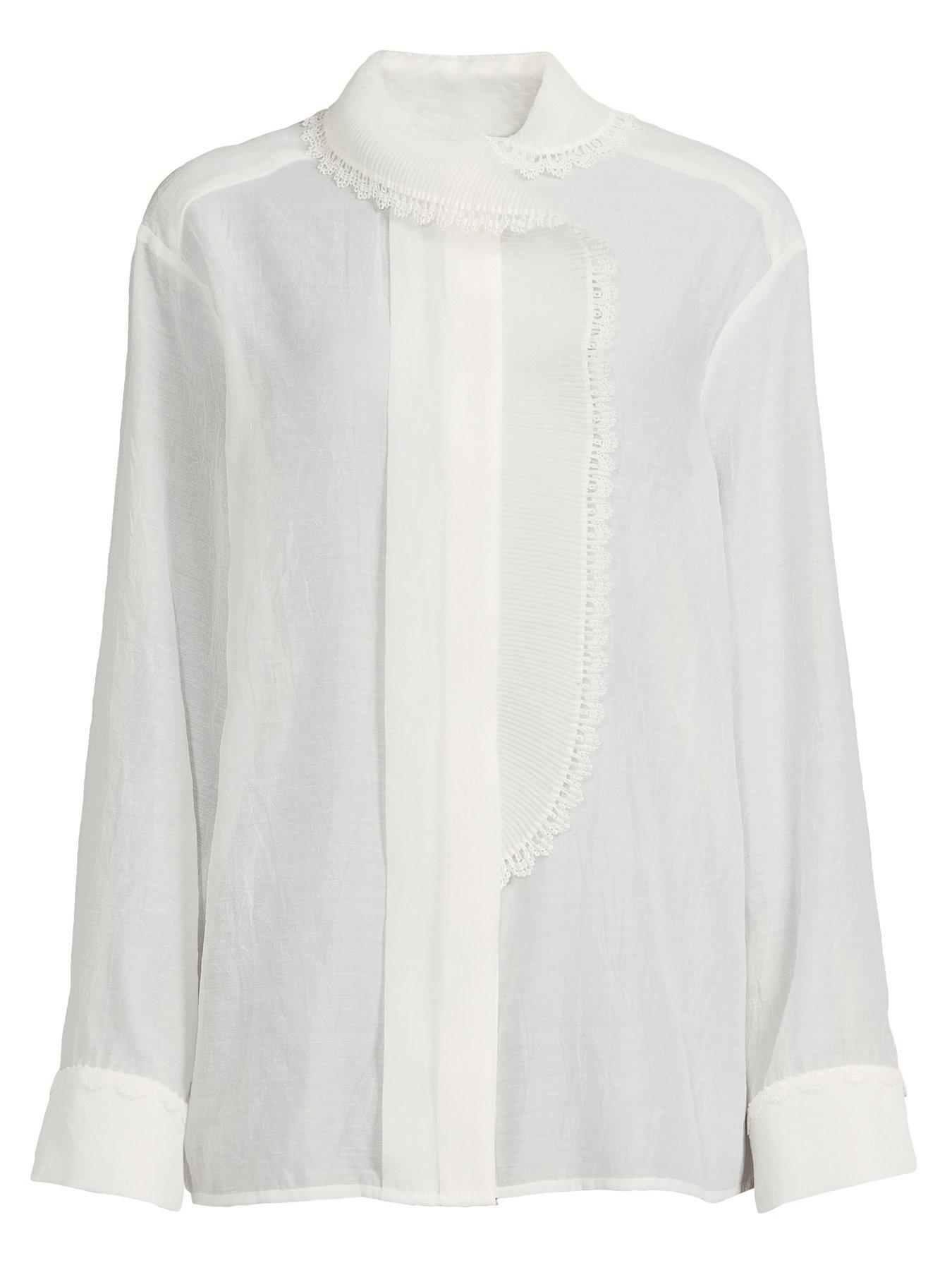 Image 7 of 7 of The Very Collection Pleat Neckline Detail Blouse - White