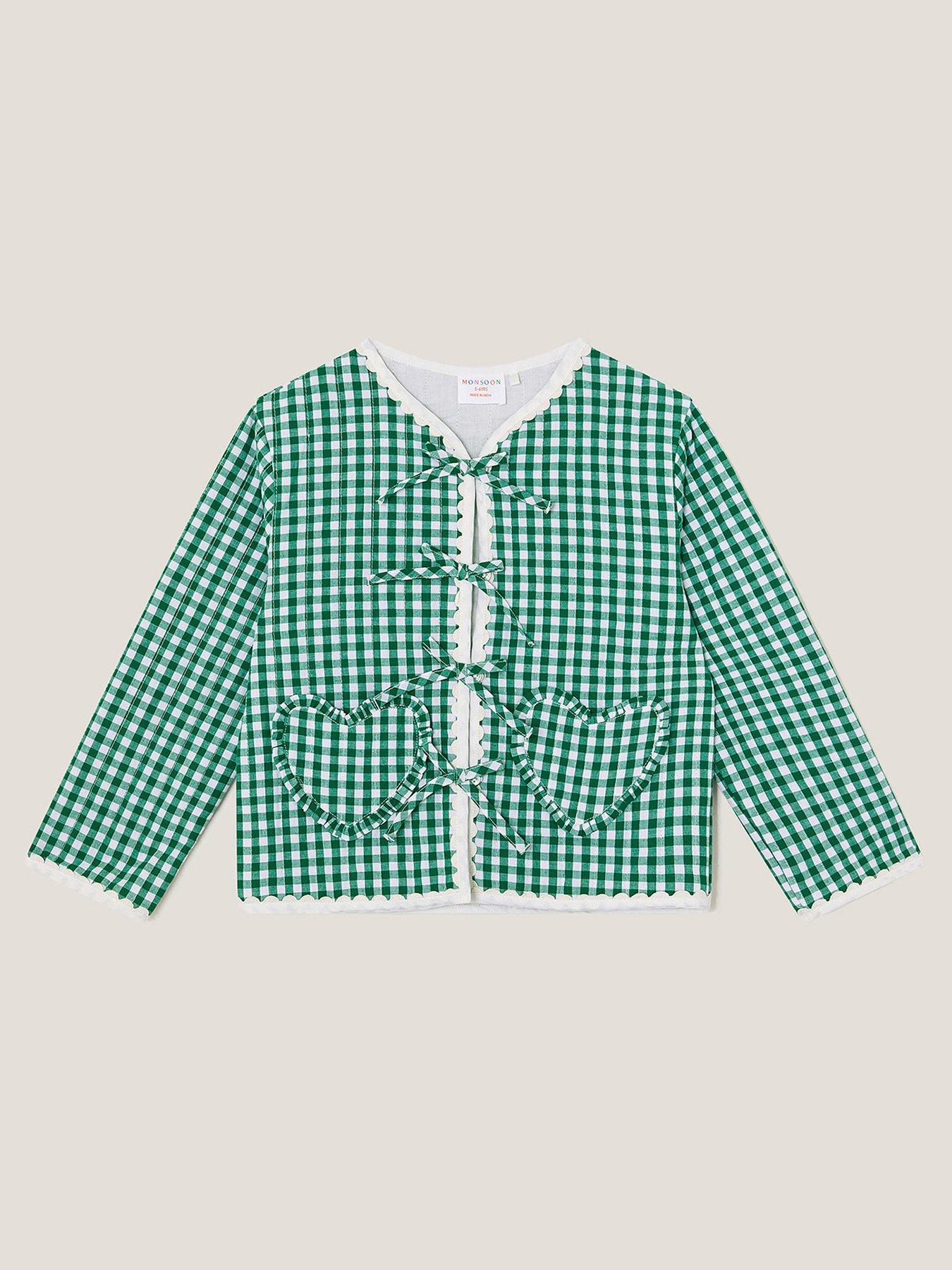 undefined Girls Gingham Jacket - Green