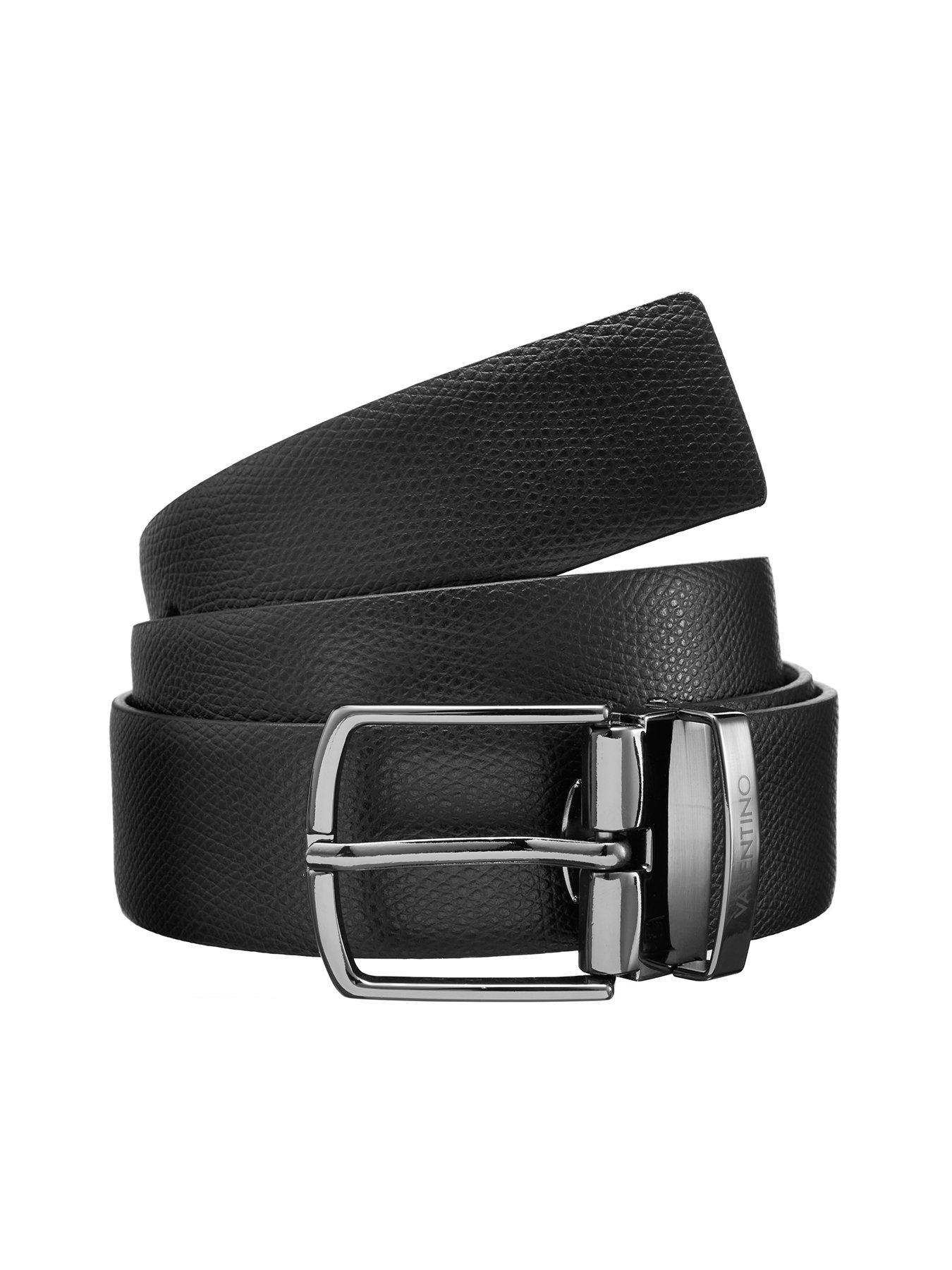 Valentino Litech Reversible Leather Belt - Black/Dark Brown