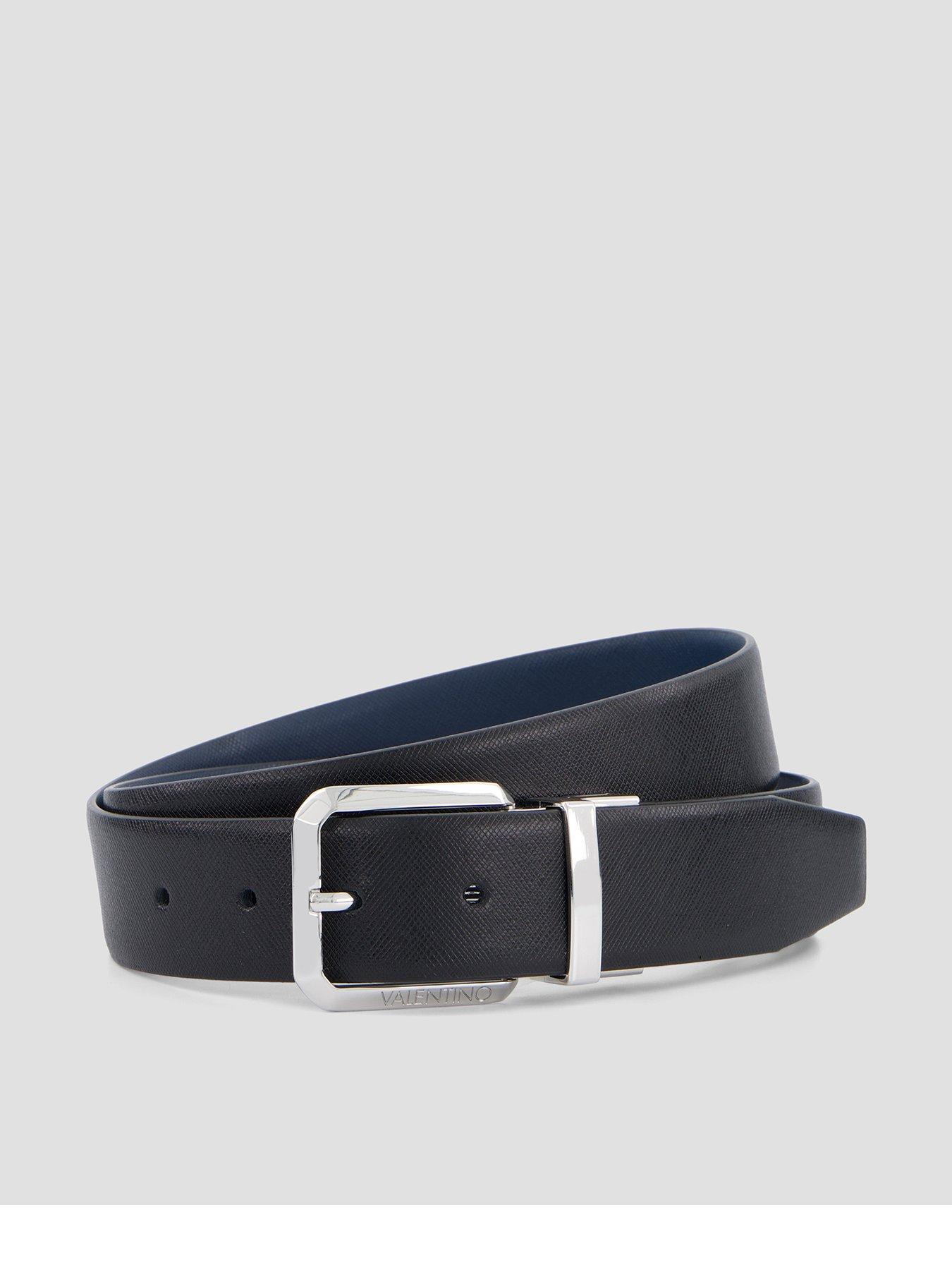 Image 1 of 4 of Valentino Marnier Pin Buckle Reversable Leather Belt - Navy/Black