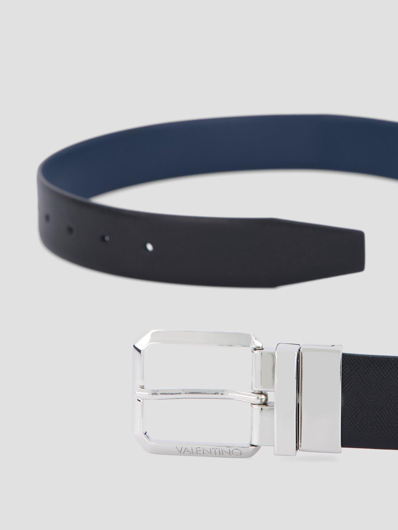 Image 3 of 4 of Valentino Marnier Pin Buckle Reversable Leather Belt - Navy/Black