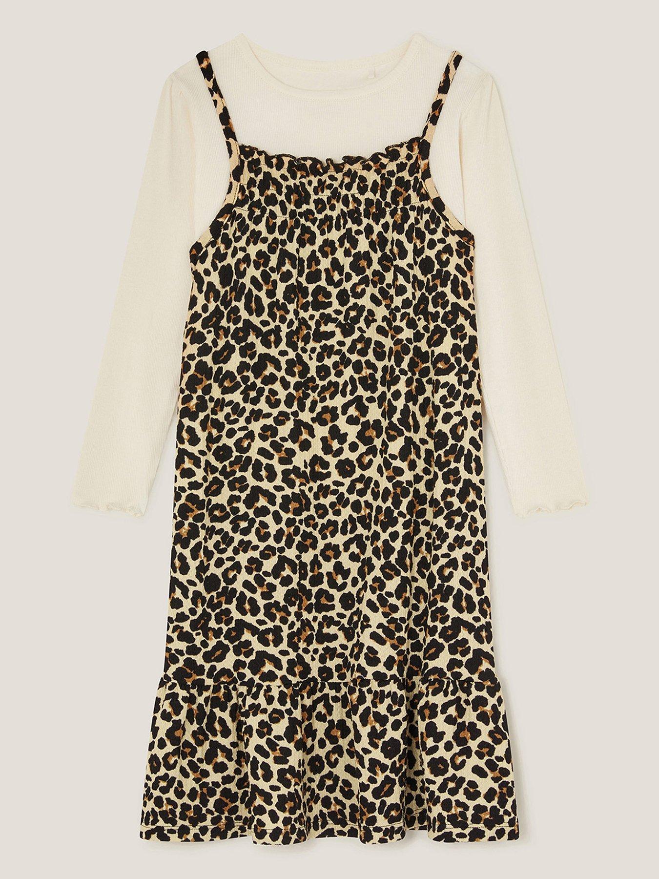 undefined Girls Animal Print Dress  &  Top Set - Multi
