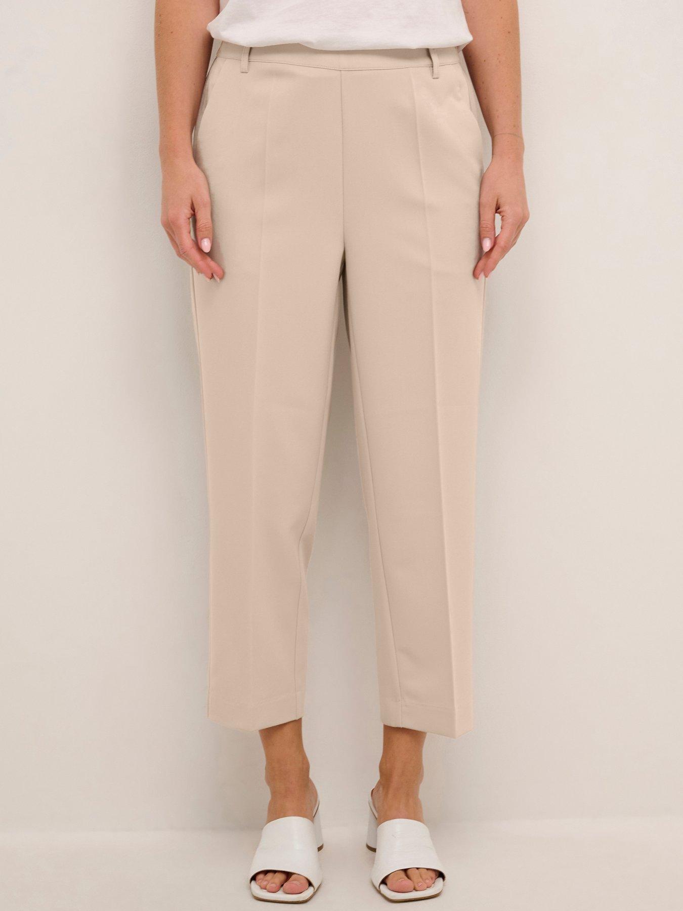 undefined Sakura Pull On Smart Cropped Trousers - Beige