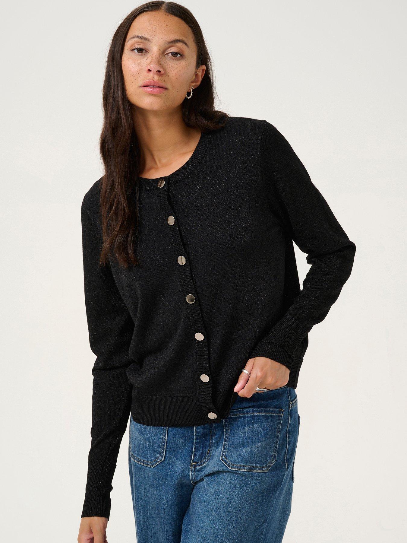 undefined Regina Metallic Knit Cardigan - Black