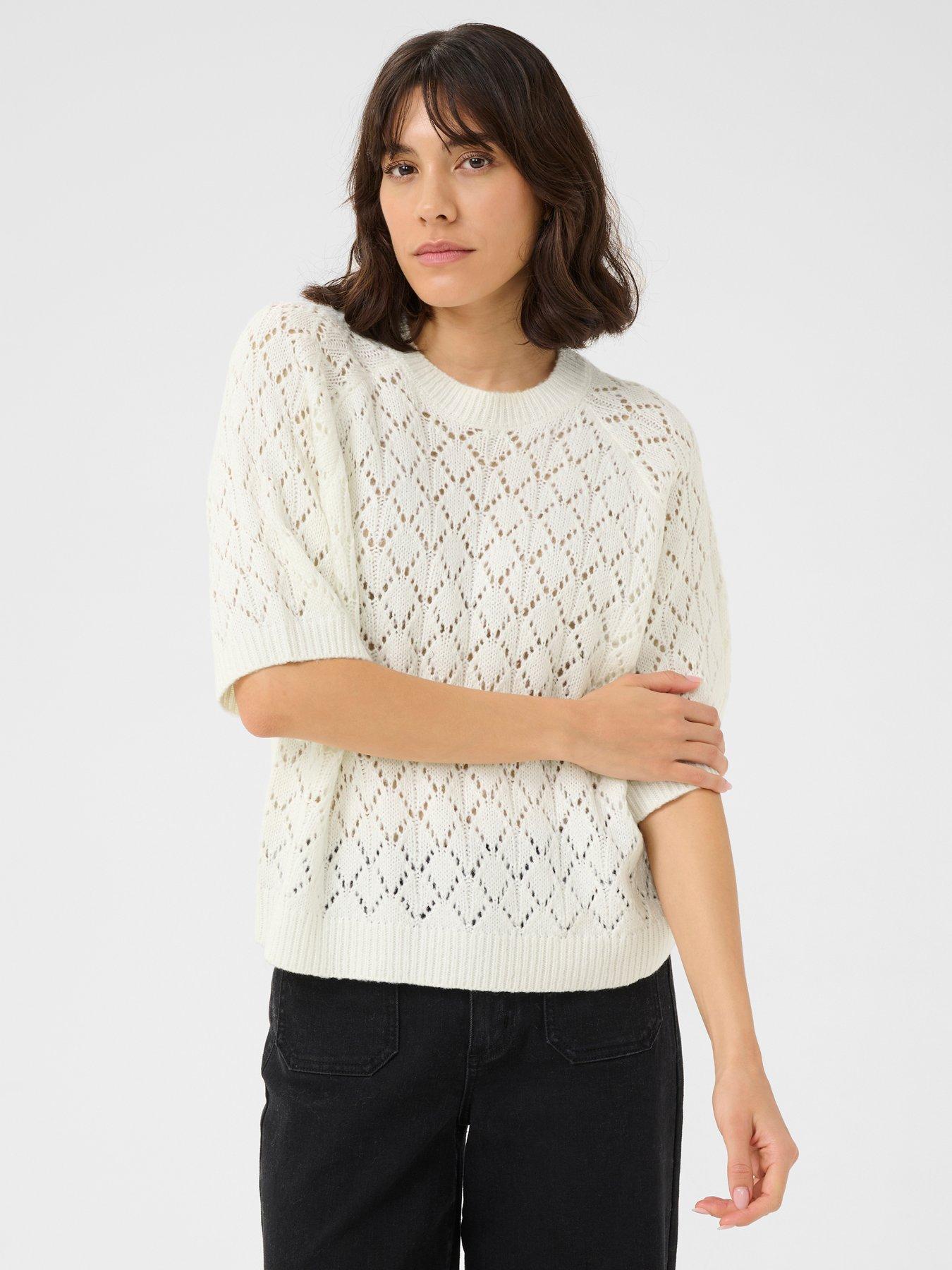undefined Nika Knit Short Sleeved Jumper - Chalk