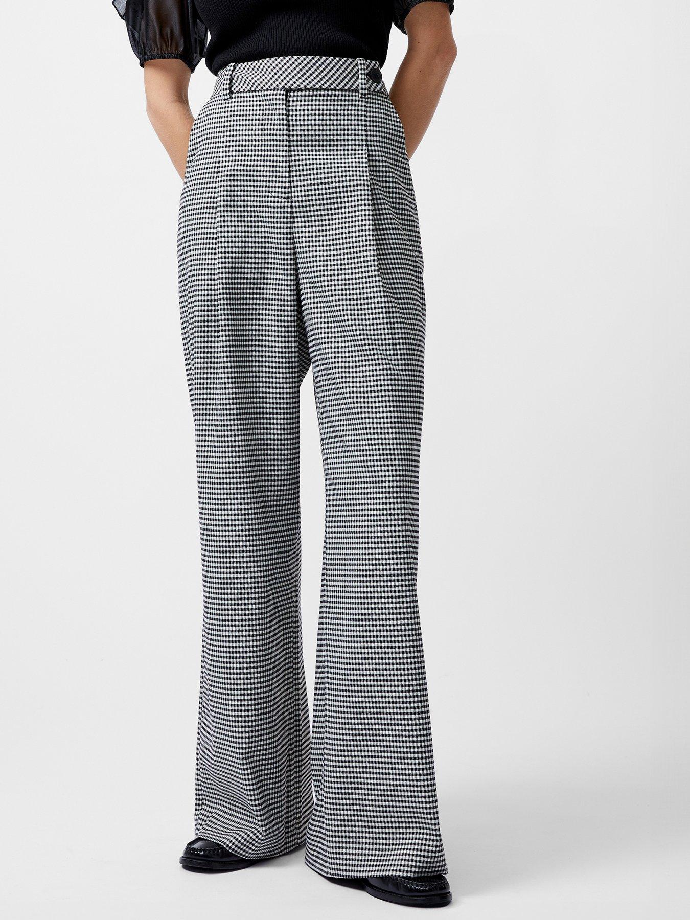french-connection-houndstooth-print-full-length-flared-trousers