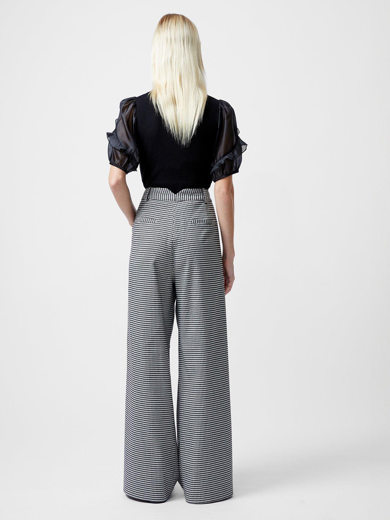 Image 2 of 6 of French Connection Houndstooth Print Full-length Flared Trousers