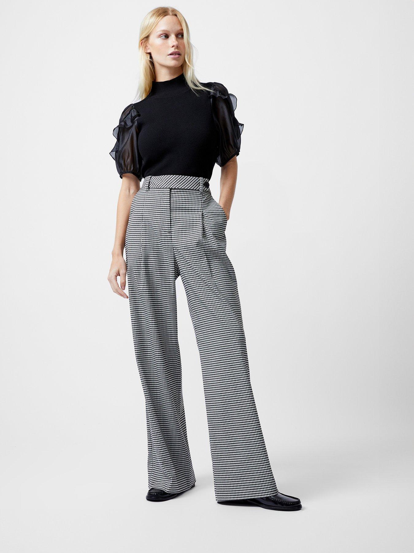 Image 3 of 6 of French Connection Houndstooth Print Full-length Flared Trousers