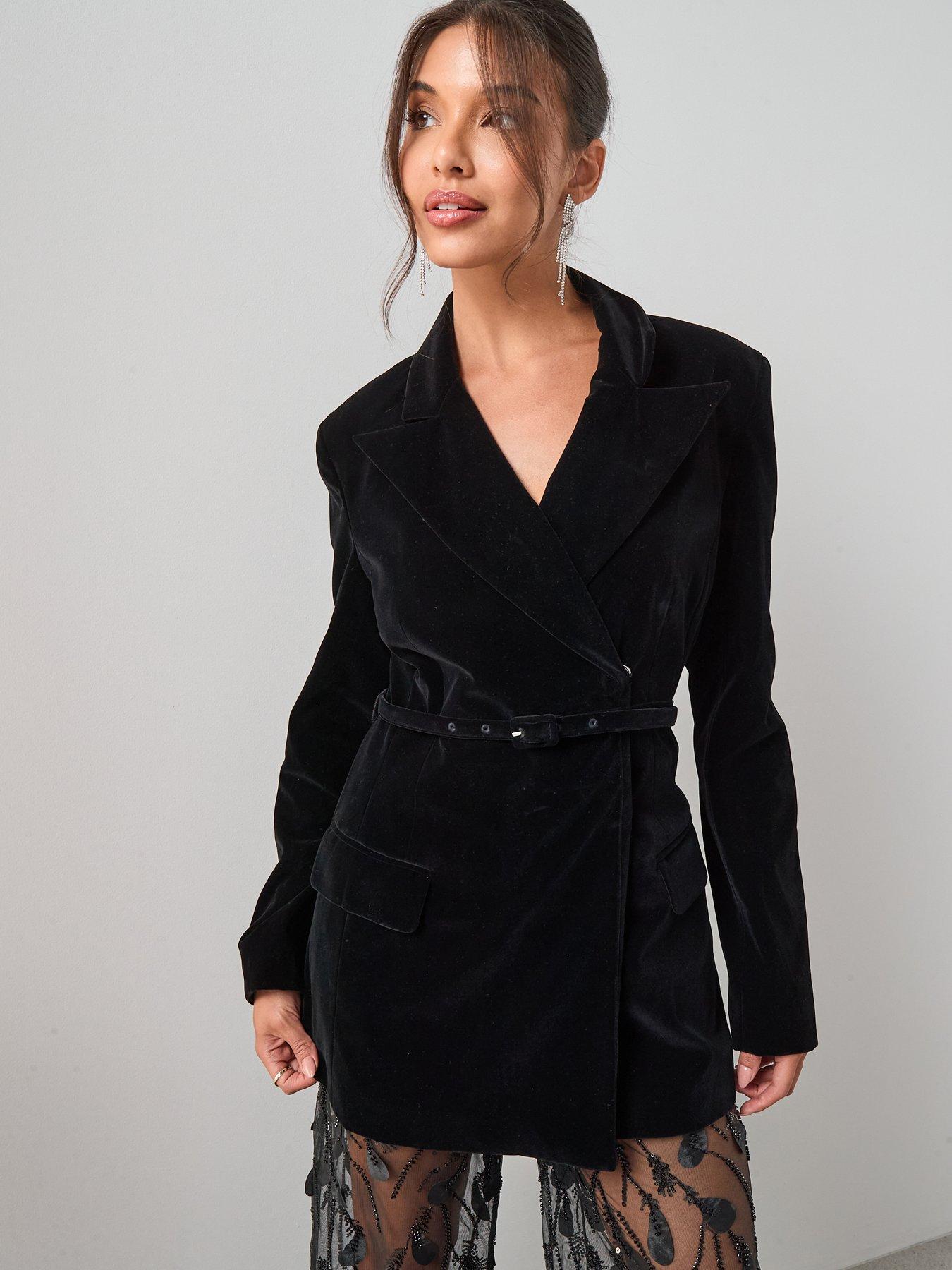 The Very Collection Sculpted Velvet Blazer - Black