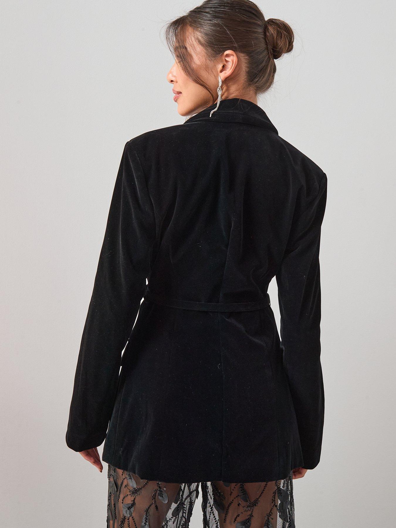 Image 2 of 6 of The Very Collection Sculpted Velvet Blazer - Black