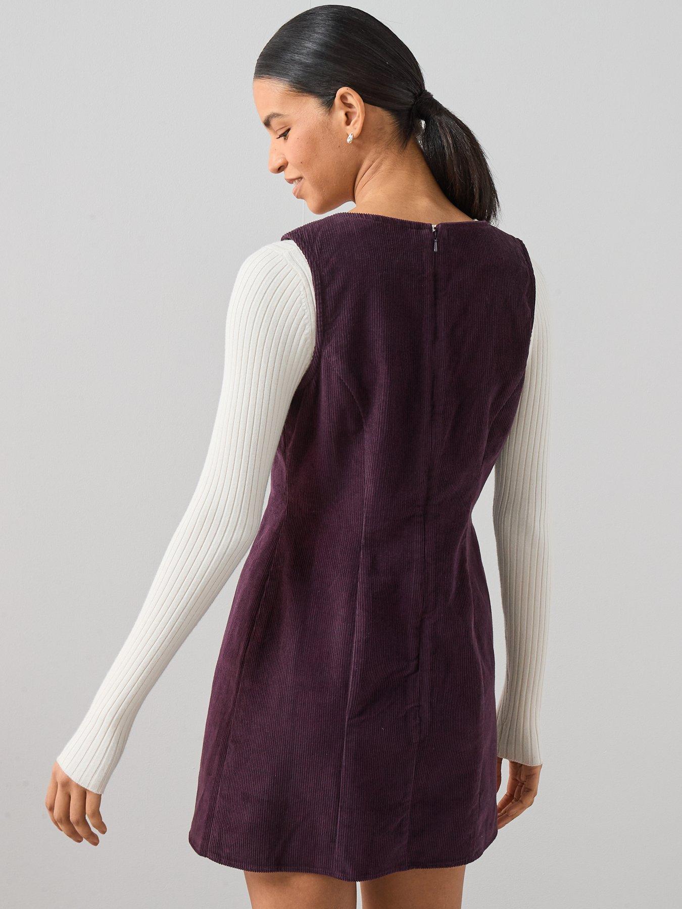 Image 2 of 6 of The Very Collection Cord Mini Shift Dress - Plum