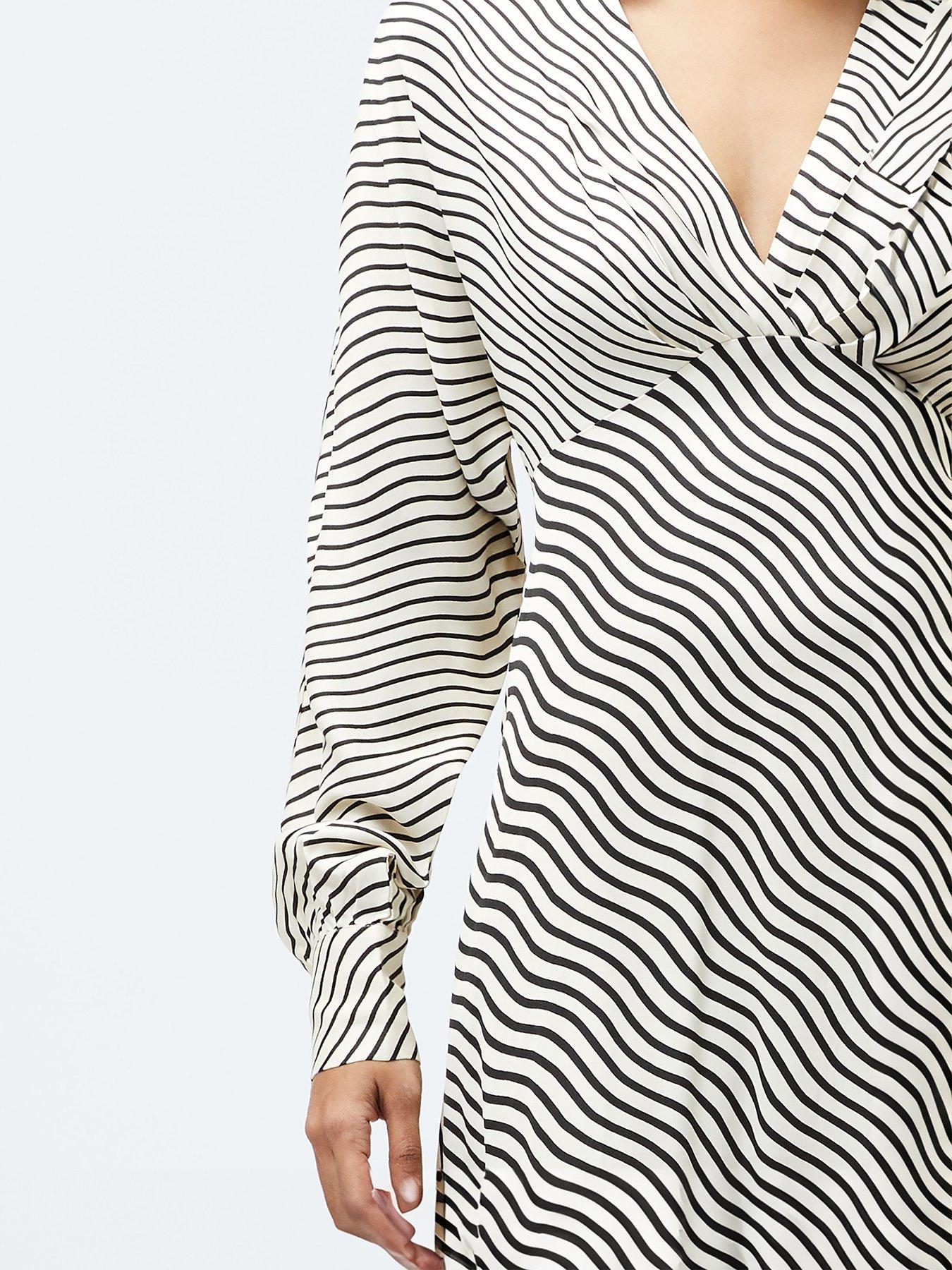 long sleeve black dress with boots Black & White Striped Long Sleeve Knit Mini Dress Black & White / 10